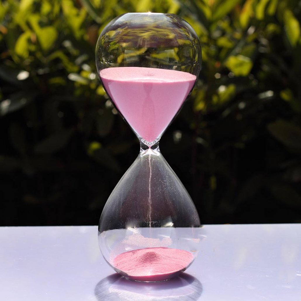 Large Fashion Colorful Sand Glass Sandglass Hourglass Timer Clear Smooth Glass Measures Home Desk Decor Xmas Birthday Gift (Pink