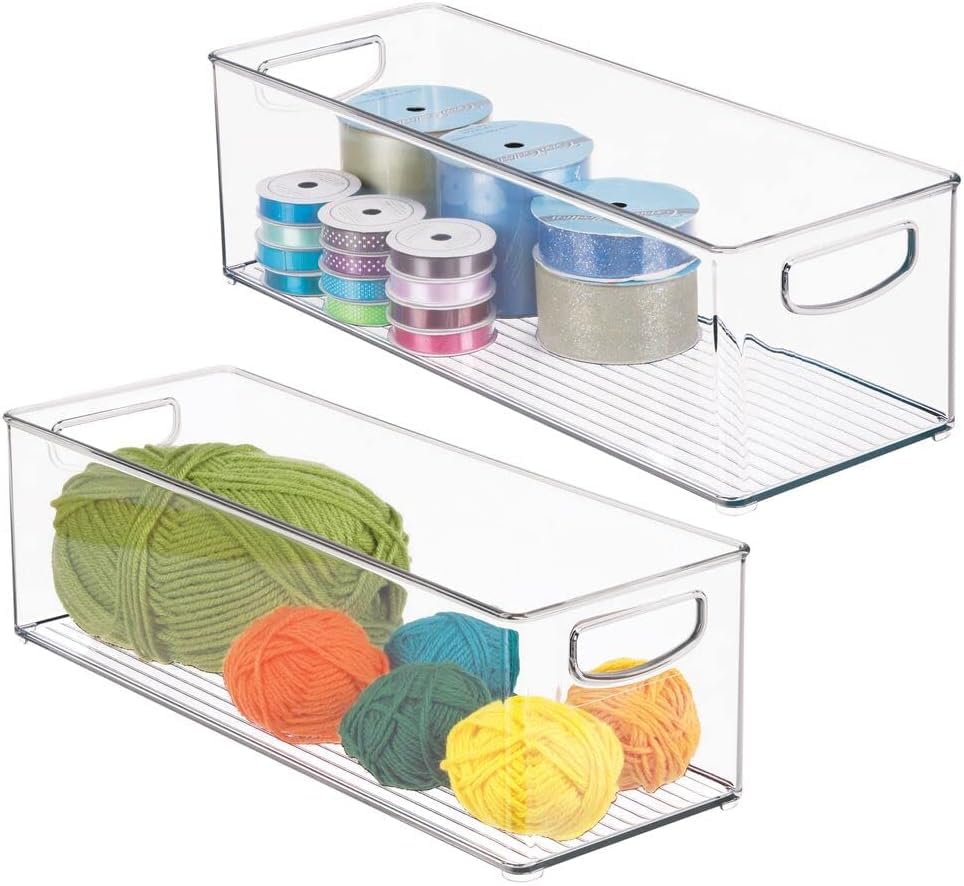 Rabbonix Stackable Acrylic Fridge Organizer Sturdy Pantry And Refrigerator Storage Containers Bins With Handles | Medium | Pack 