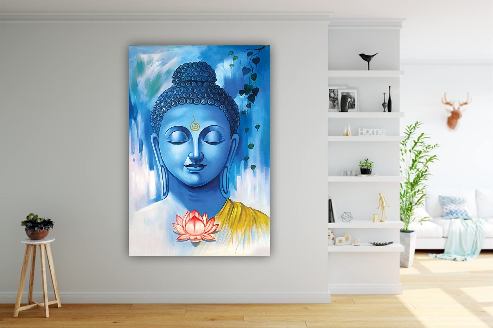 Infinity Interiors Calm Face Lord Buddha 3D Wall Stickers Pvc Self Adhesive Vinyl Wall Poster For Living Room, Hall, Play Room,