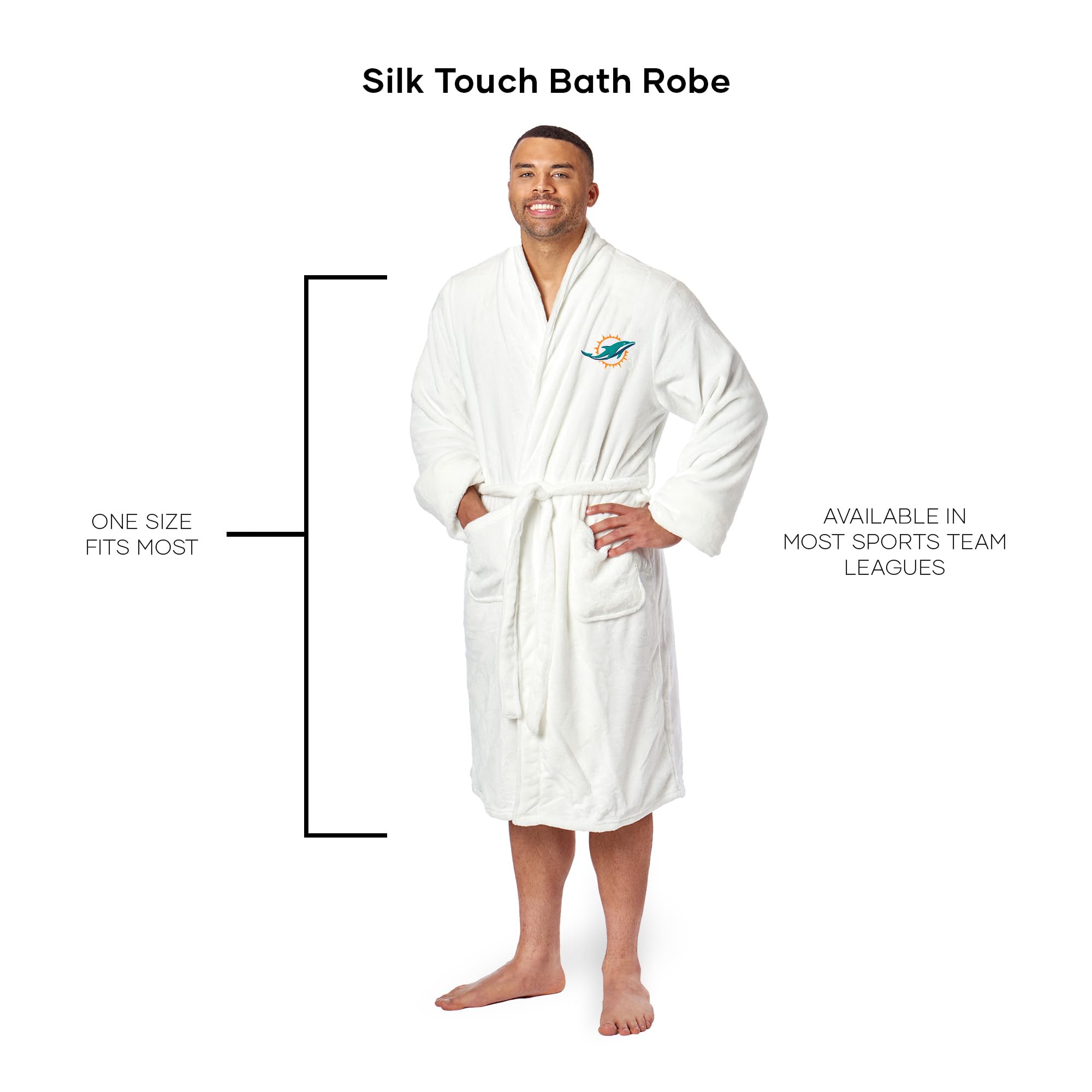 Northwest Nfl Miami Dolphins Unisexadult Silk Touch Bath Robe, Large/Xlarge, Team Colors, One Size