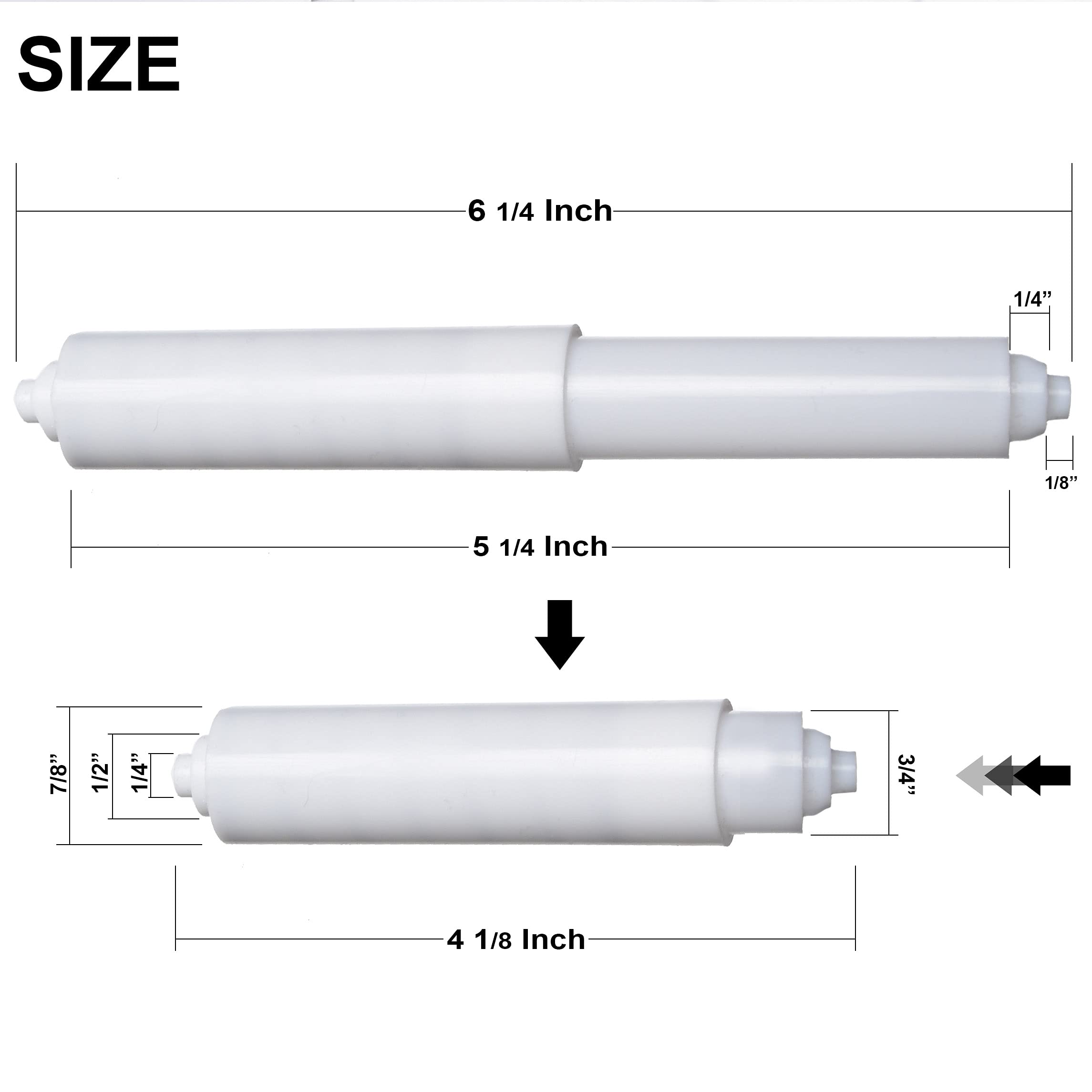 2 Pack - 6-1/4'' White Toilet Paper Holder Spring Loaded Roller Replacement (A-2615)