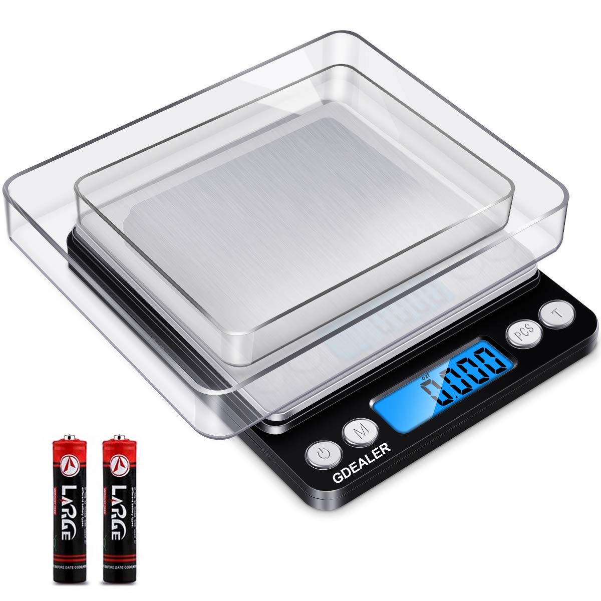 GDEALER Digital Pocket Kitchen Scale 0.001oz/0.01g 500g Kitchen Food Scale Jewelry Weight Compact Scale, Tare, Stainless Steel, 
