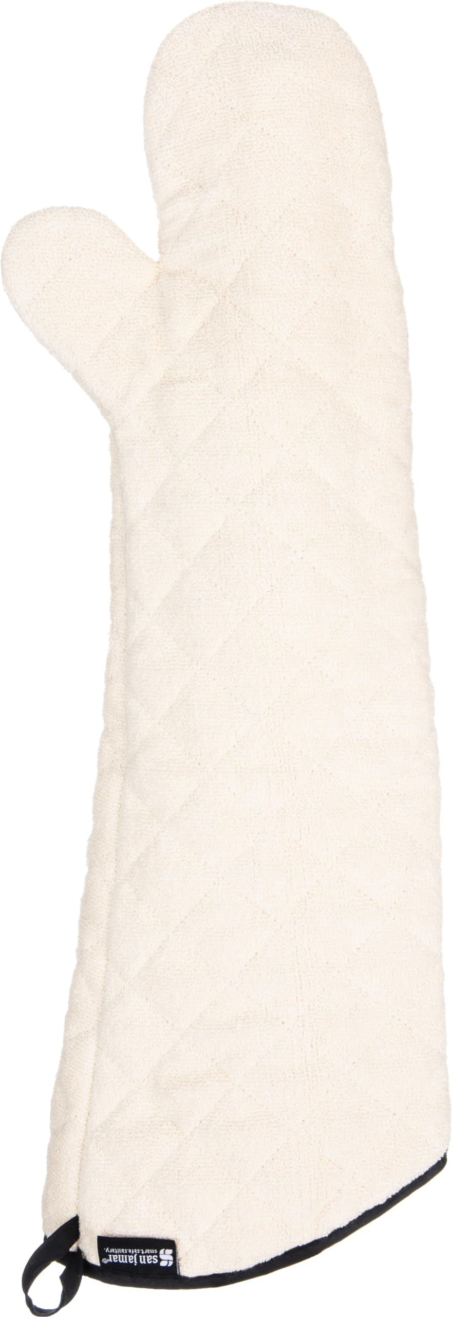 San Jamar Oven Mitt Long Oven Glove With Angled Cuff For Kitchens And Restaurants, Cotton, 24 Inches, Tan