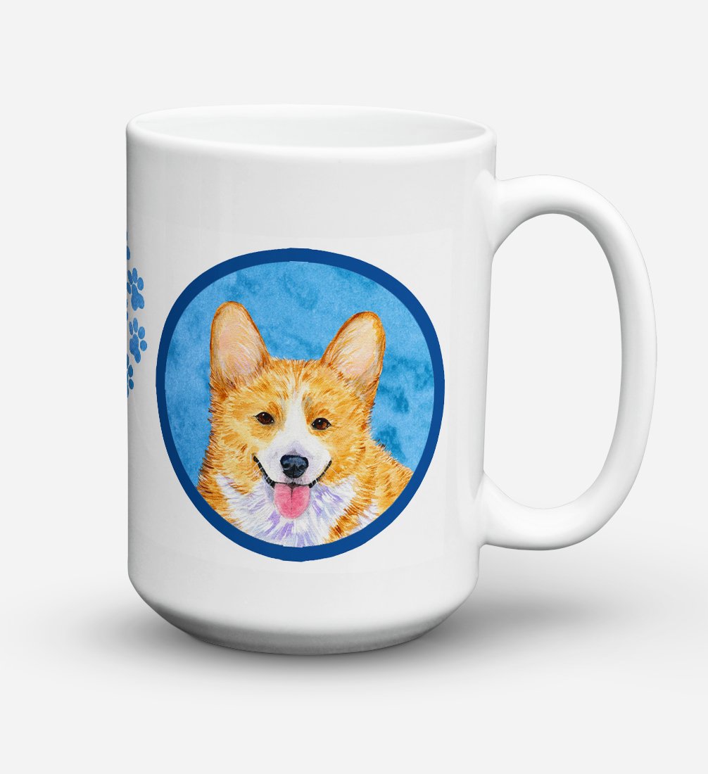 'Caroline's Treasures SS4762-BU-CM15 Corgi Dishwasher Safe Microwavable Ceramic Coffee Mug, 15 oz, Multicolor''