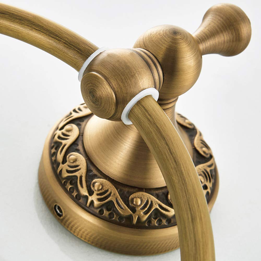 Leyden Brass Towel Ring  Antique Retro Round Towel Holder  Wall Mounted Bath Hand Towel Rack Rail Bathroom Hardware Classical Ancient Wave Pattern Base