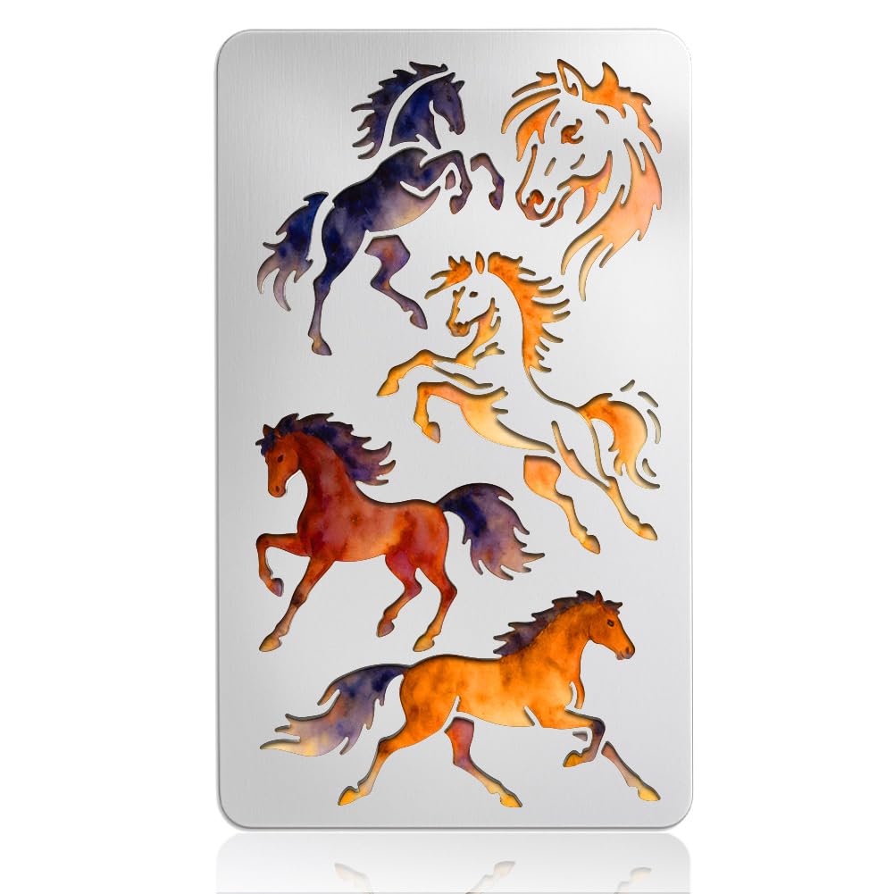 Unicraftale Horse Element Silhouette Metal Stencil Differt Horse Reusable Templates For Stainless Steel Template For Diy Scrapbo