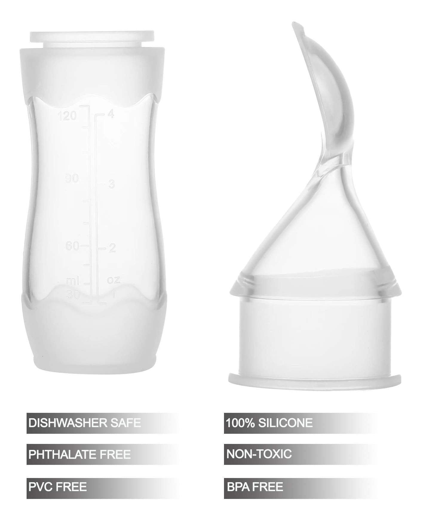 Pandaear (2 Pack) Silicone Baby Food Dispensing Spoon|4 Oz Infant Fruit Squeeze Feeder| Travel Friendly Kids Toddlers Boys Girl