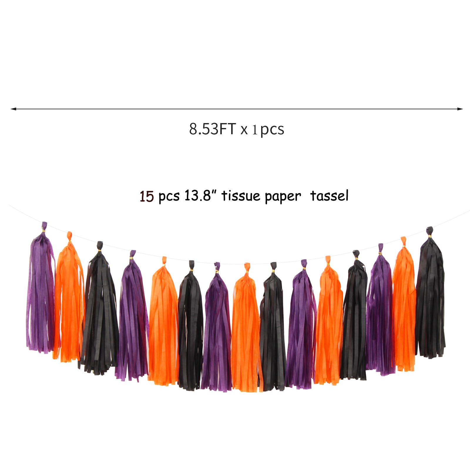 Black-Purple Orange Halloween Party-Decorations Tassel-Garland - 15Pcs Graduation 2025 Supplies Tassels, Birthday Wedding Baby B