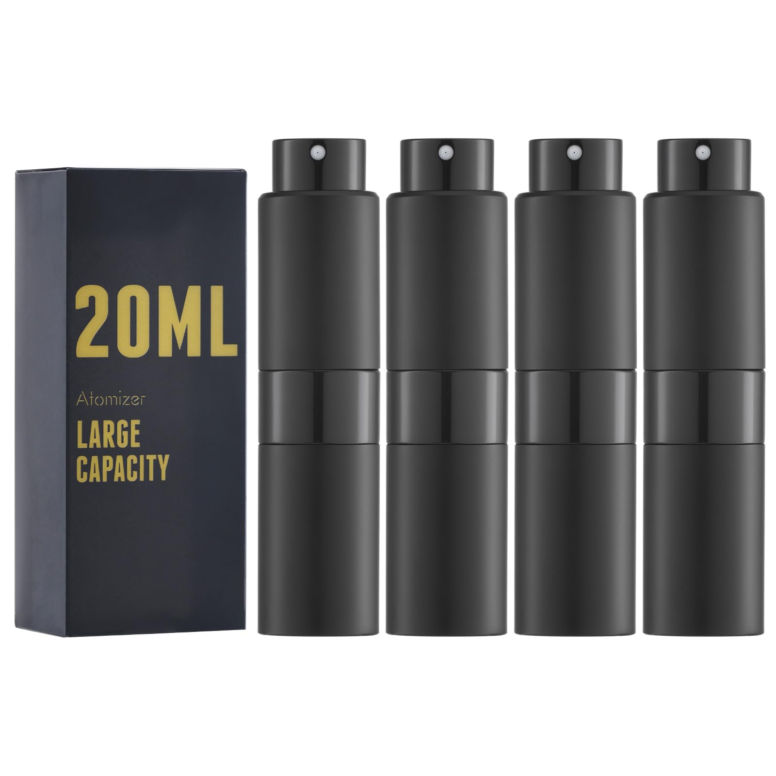 Owlyee 20Ml Perfume Atomizer, Travel Cologne Spray Bottle, Mini Empty Sprayer Dispenser (Black,4Pcs)