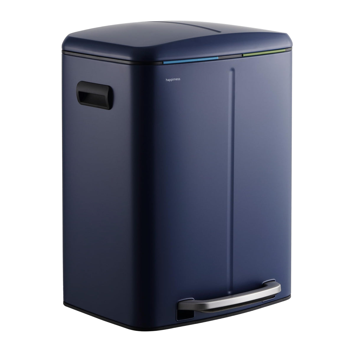 Happimess Hpm1005J Marco Rectangular 10.6-Gallon Double Bucket Trash Can With Soft-Close Lid, Denim Blue,With Soft-Close Lid, Mo