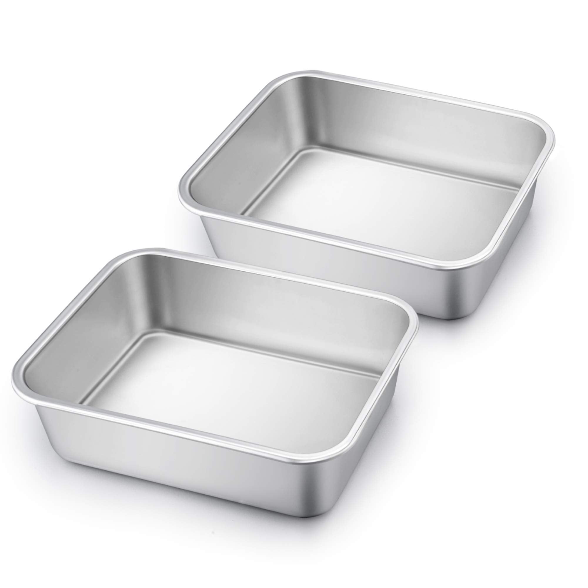 Teamfar Lasagna Pan Set Of 2, Brownie Pan Deep Lasagna Pan Rectangle Cake Pan Stainless Steel For Baking Roasting, 10.7  8.3  3.