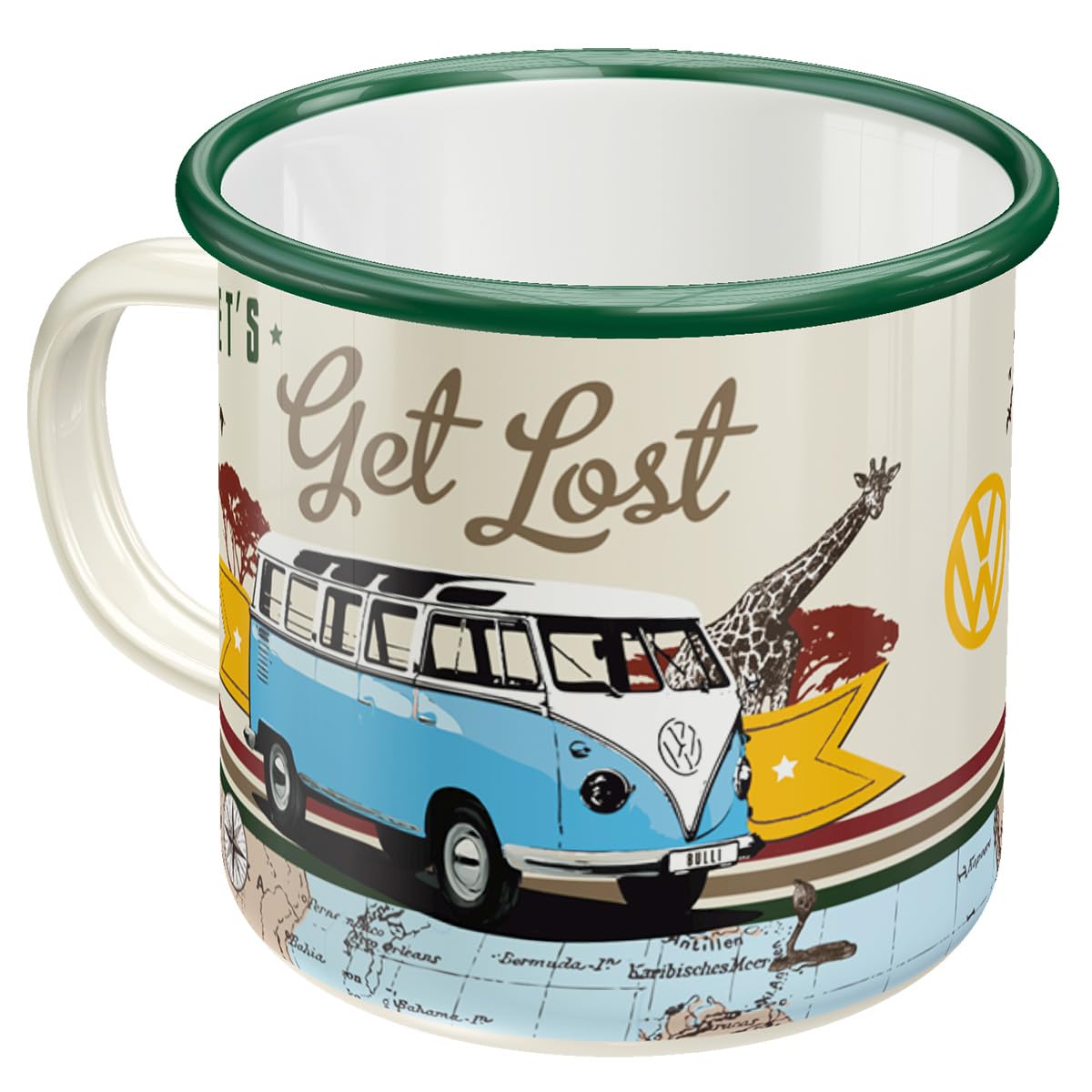 Nostalgic-Art Retro Enamel Cup, 12.2 Oz, Vw Bulli - Let 'S Get Lost - Vw Bus Gift Idea, Camping Mug, Vintage Design