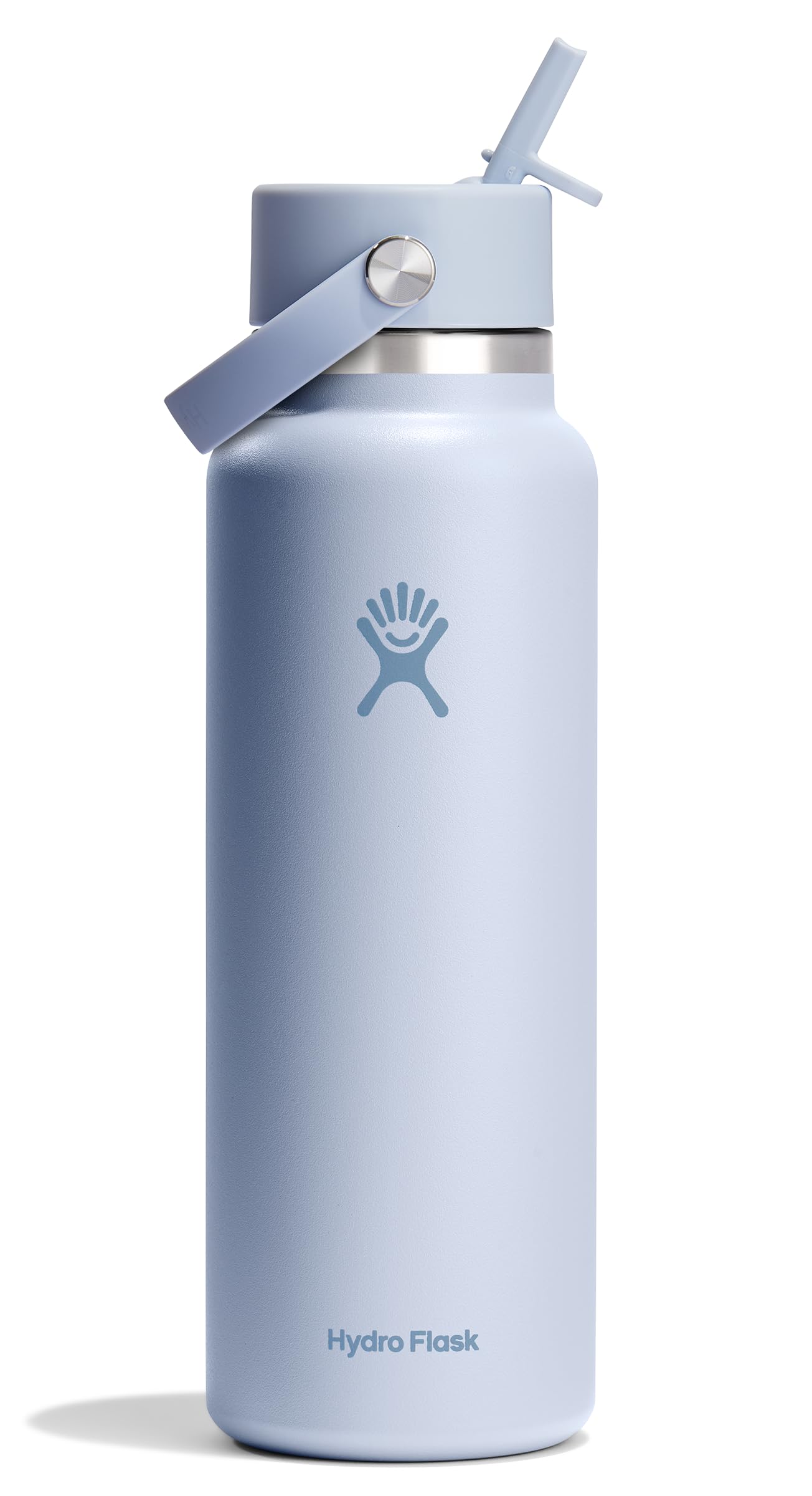 Hydro Flask Water Bottle - Insulated Stainless Steel - Wide Mouth Flex Straw Lid, Non Spill, Leakproof and Refillable in 40 Oz S