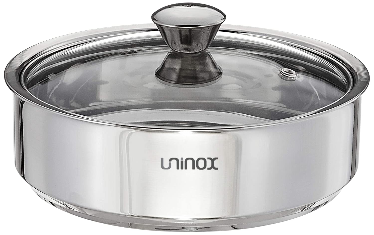 Uninox Stainless Steel Insulated Solid ROTI Server Fresh Roti Casserole, Dosa Idli Server Pot with Glass Lid Keeps Roti Dosa War