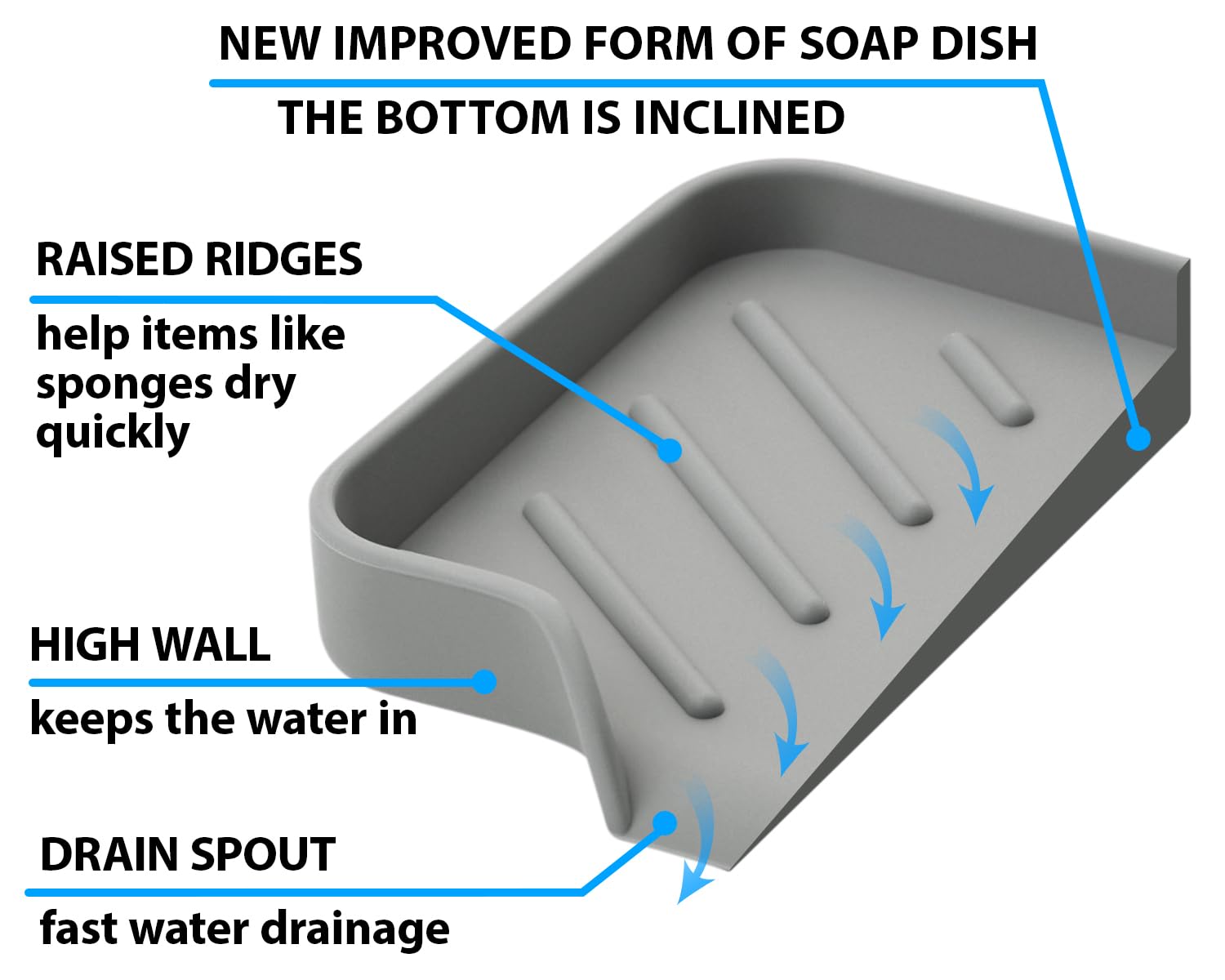 Silicone Soap Dish: Premium Gray Self-Draining Soap Bar Holder - Elegant Soap Dish for Shower & Bathroom Use - Versatile Soap Dishes for Bar Soap - Durable Soap Holder & Bathroom Soap Dish Solution