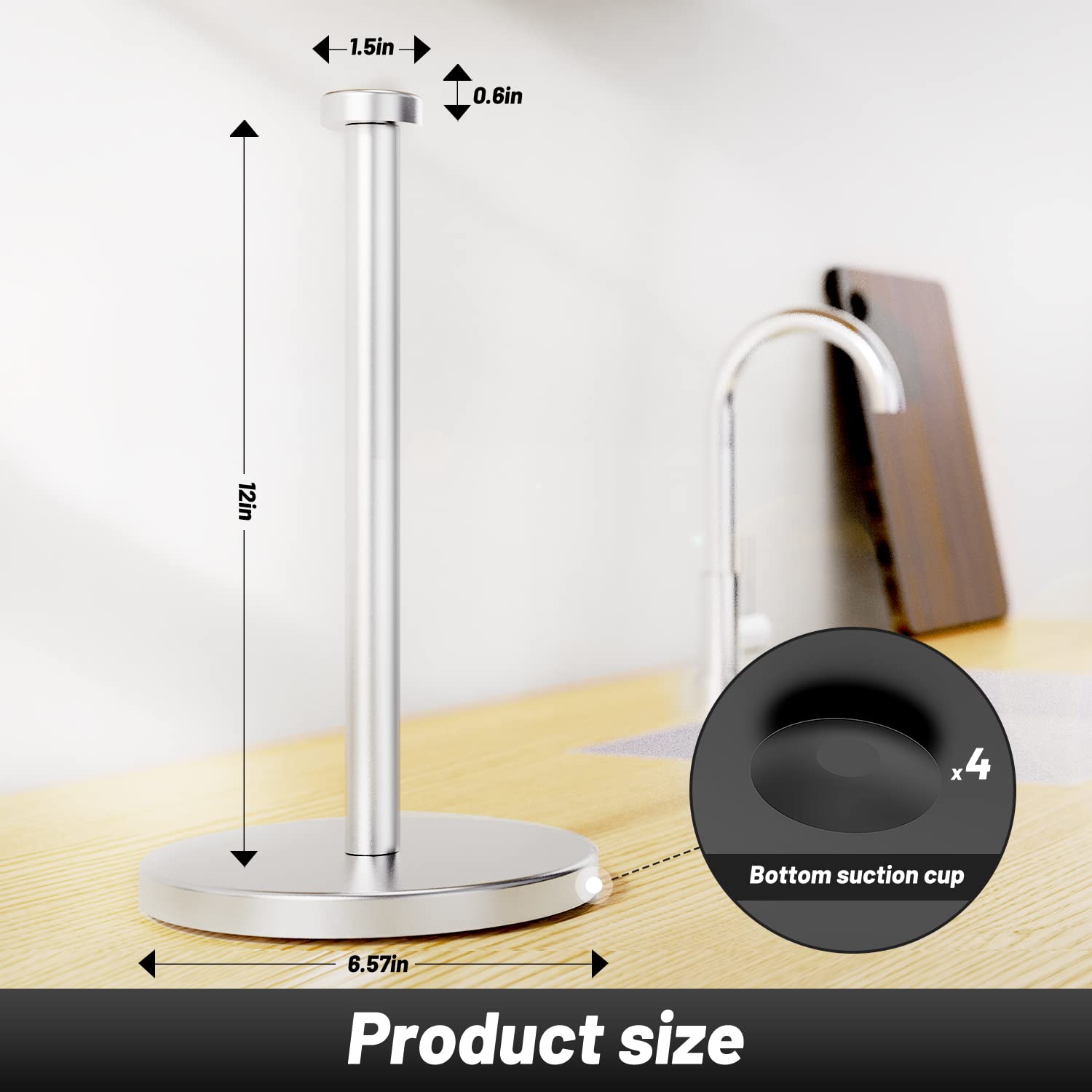 Vehhe Paper Towel Holder Countertop, Standing Paper Towel Roll Holder For Kitchen Bathroom, Paper Towel Holder Stand With Weight
