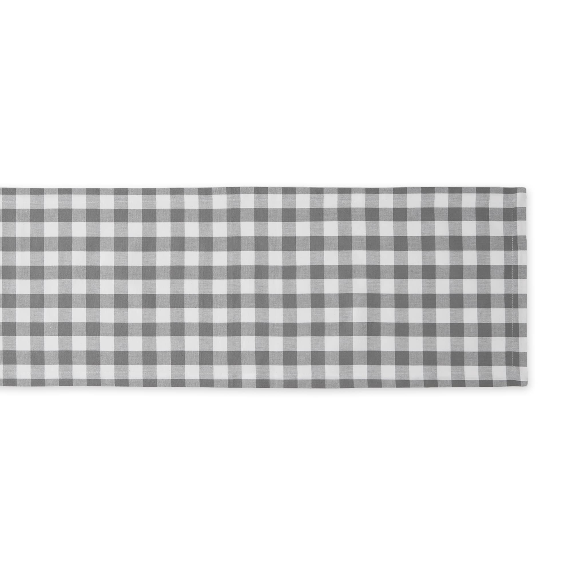 GRAY/WHITE CHECKERS TABLE RUNNER 14x108