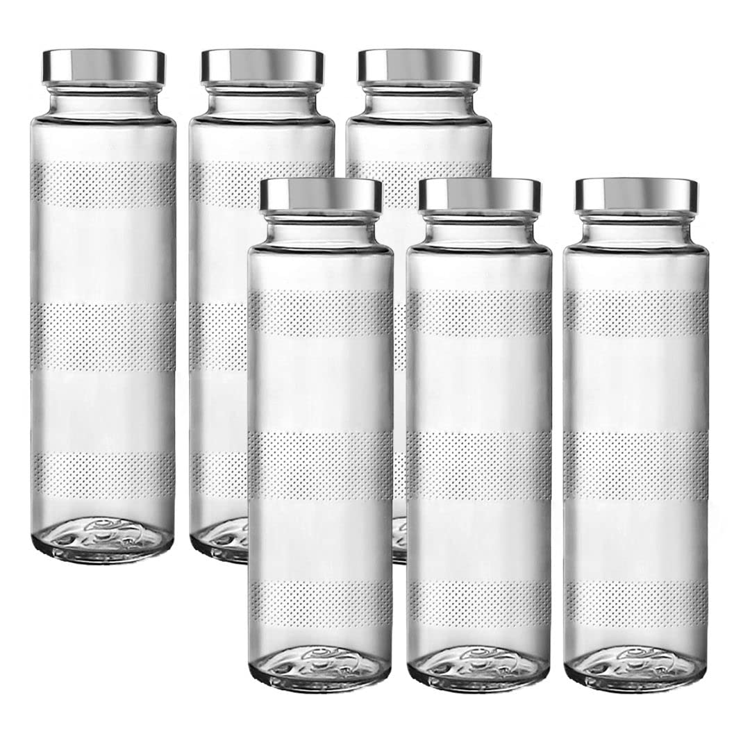 Pure Tree Glass Water Bottle | Round 750 Ml | Leak Proof Cap | Food Grade Transparent Glass Bottle For Fridge, Milk, Smoothie An