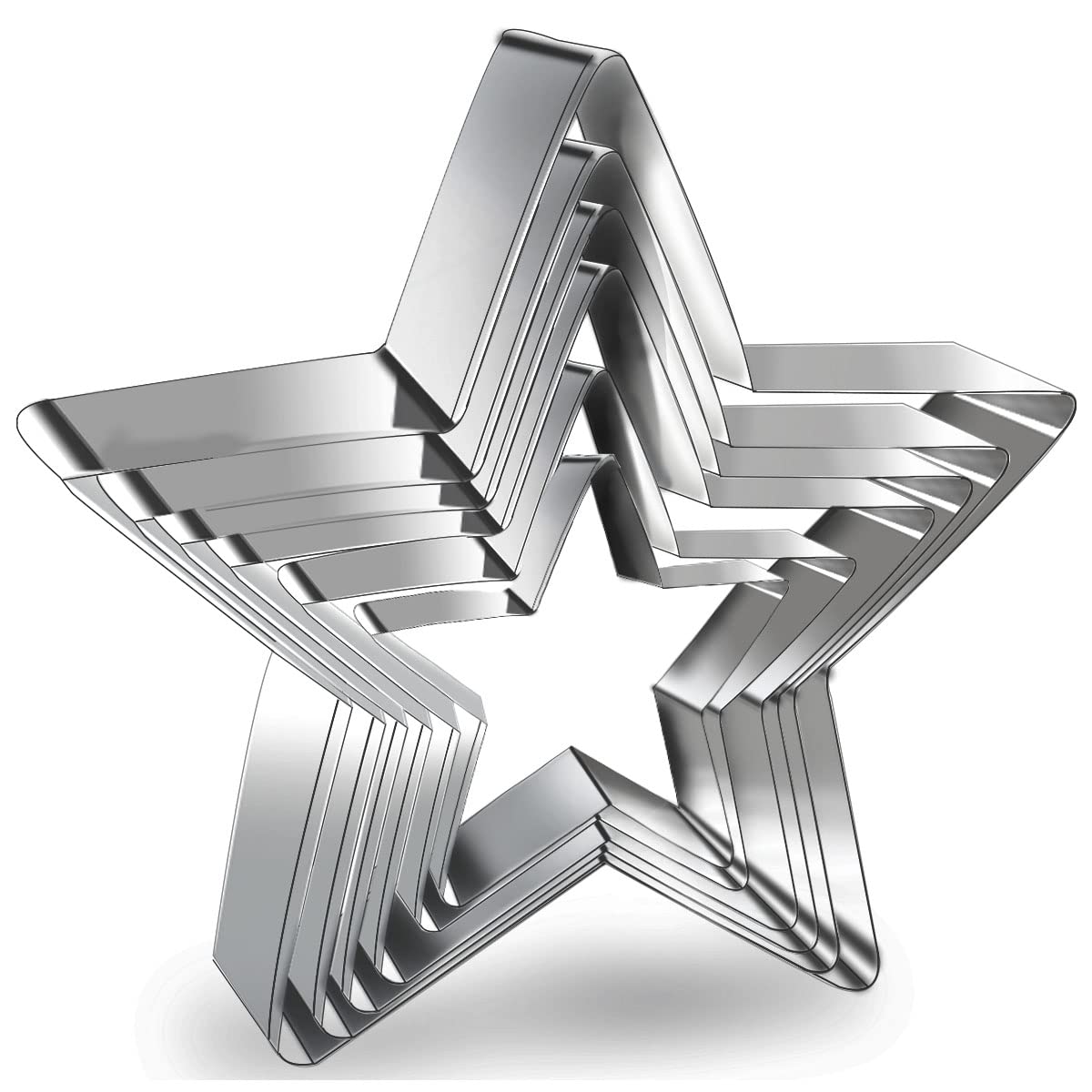 6 Pieces Star Cookie Cutters Set Stainless Steel Five-Pointed Star Cutter Star Shaped Cookie Cutter Biscuit Molds Fondant Cake C