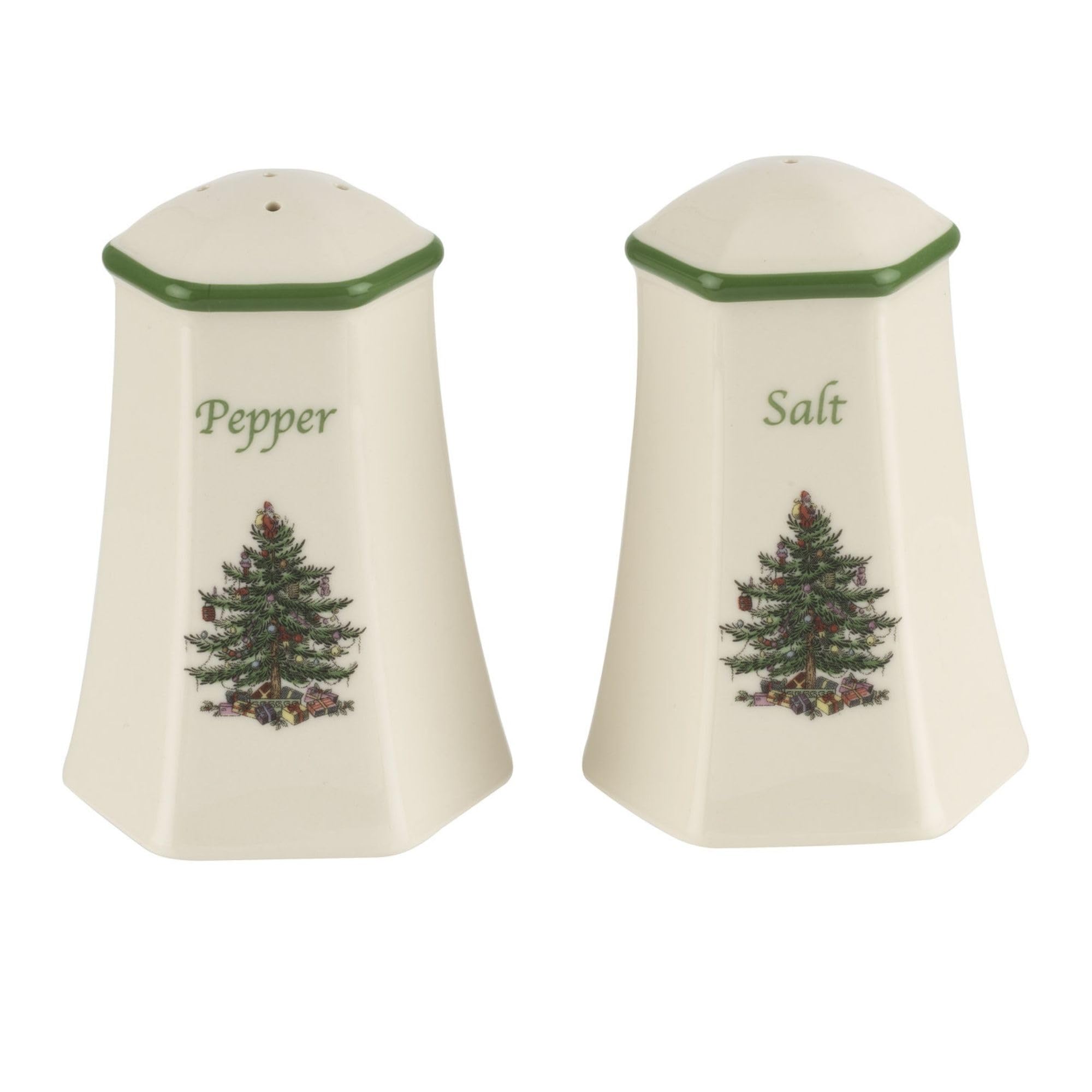 Spode Christmas Tree Hexagonal Salt And Pepper Shaker Set (2-Piece)- Holiday Kitchen & Table D  Cor - Festive Home Accent, Chris