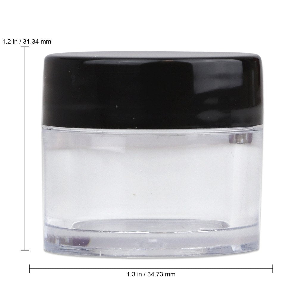 Beauticom High-Graded Quality 7 Grams/7 Ml (Quantity: 12 Packs) Thick Wall Clear Plastic Leak-Proof Jars Container With Black Li