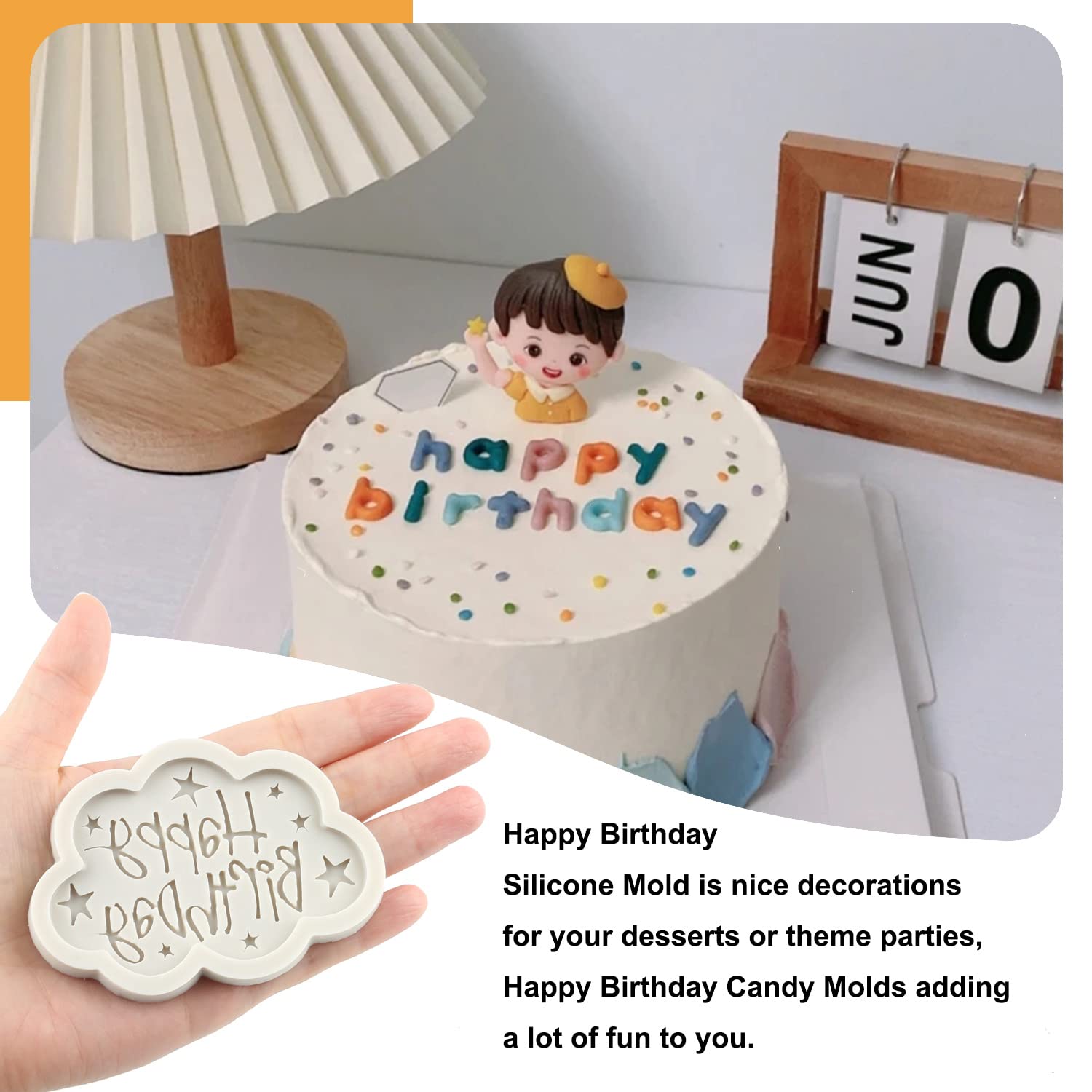 Sijiangmold Happy Birthday Silicone Molds Birthday Alphabet Fondant Silicone Mold Chocolate Molds Letters Silicone Fondant Cake