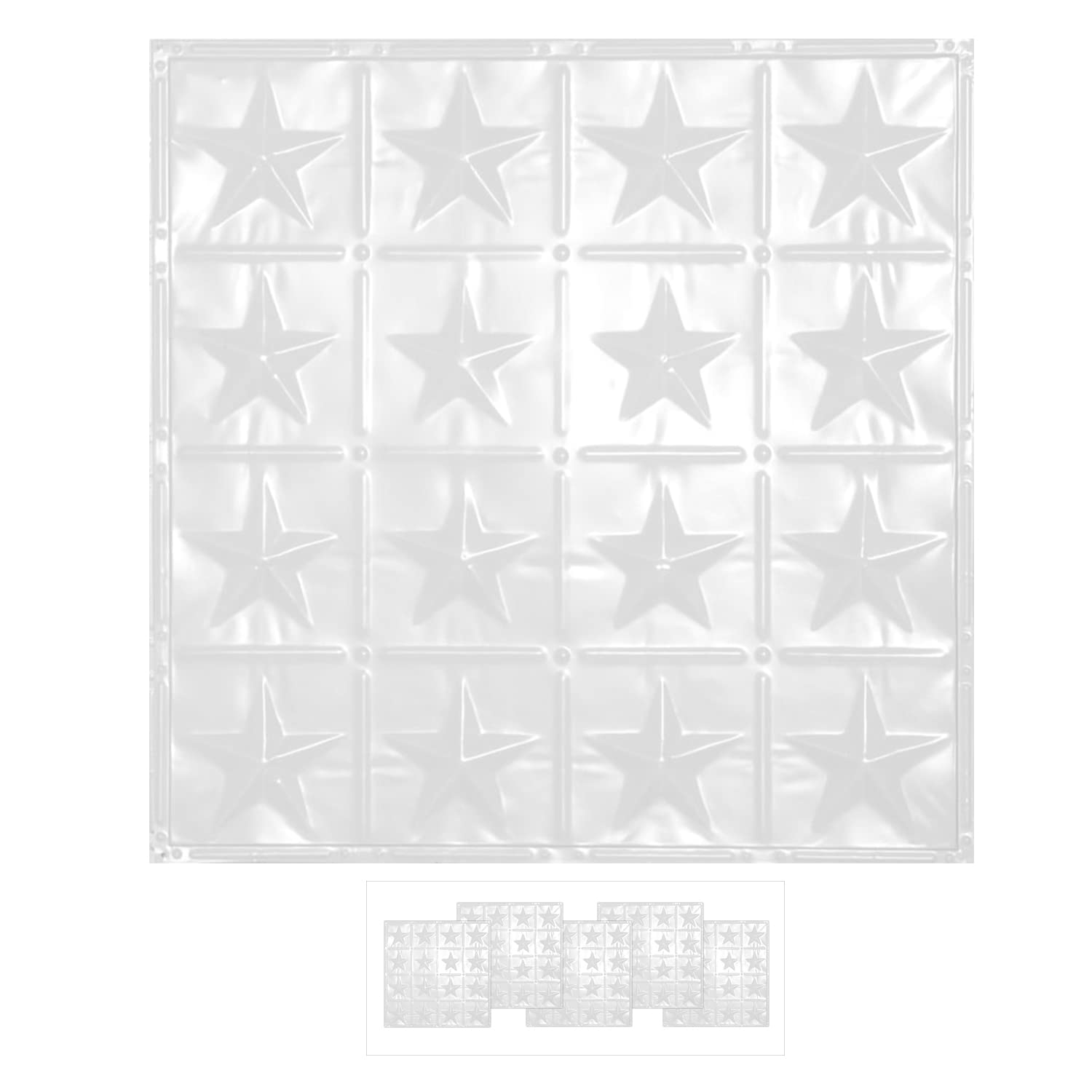 American Tin Ceilings [5-Pack Kit] Nail-Up Metal Tiles Pattern #36 Americana Star Nail-Up in Bright White Satin Finish: 24 x 24 