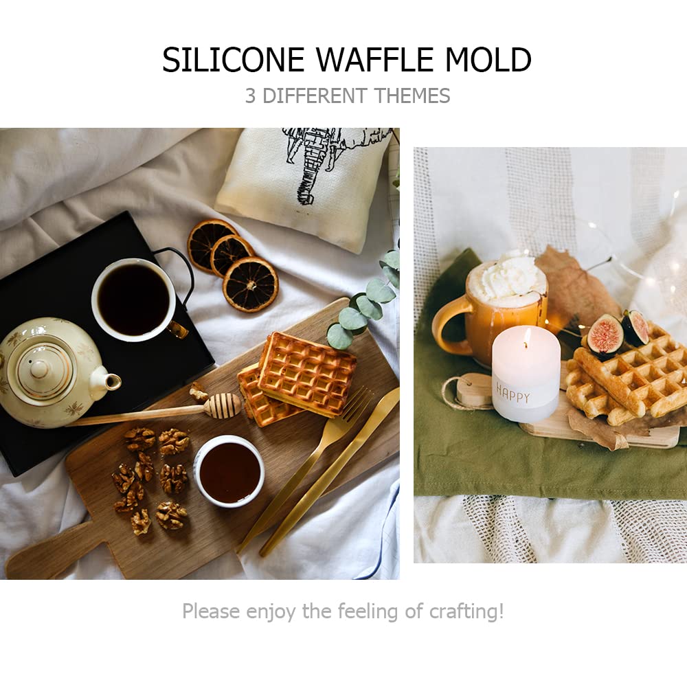 6 Pcs Break-Apart Chocolate Mold, Veinardyl Silicone Waffle Molds Protein And Energy Bar Molds For Fondant Candy Wax Melt