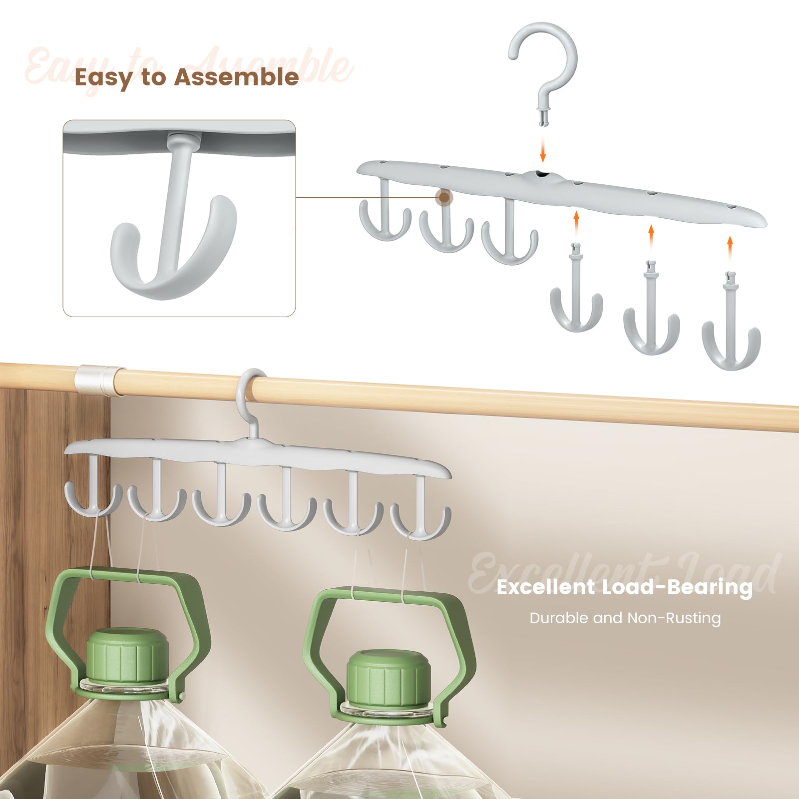 Hat Hangers For Closet, 2-Pack Hat Organizer For Baseball Caps, 360-Degree Rotation Hat Holder Storage With 12 Hooks, Organizado