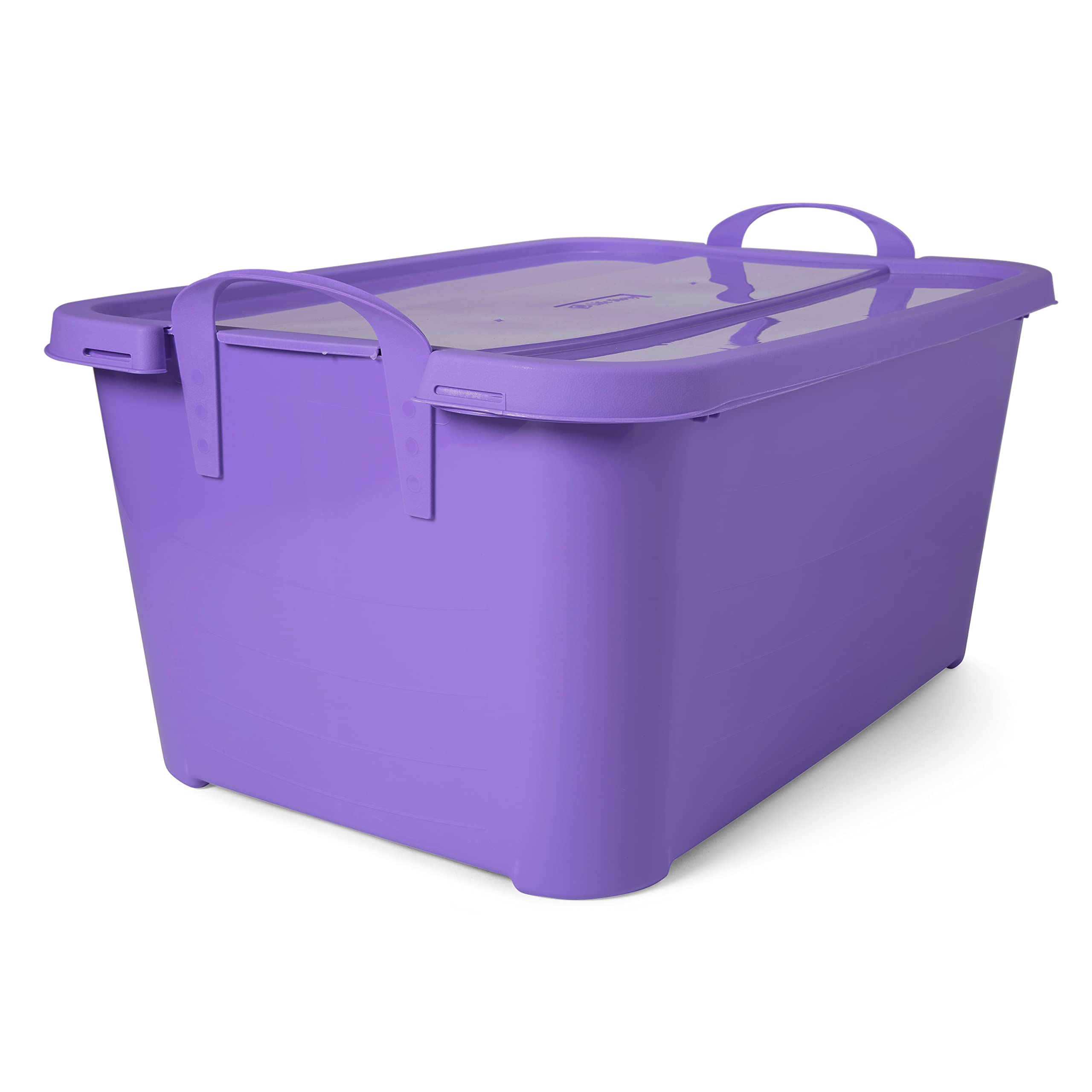 Life Story 55 Qt Stackable Plastic Storage Lidded Container Bins, 12 Pack, Purple