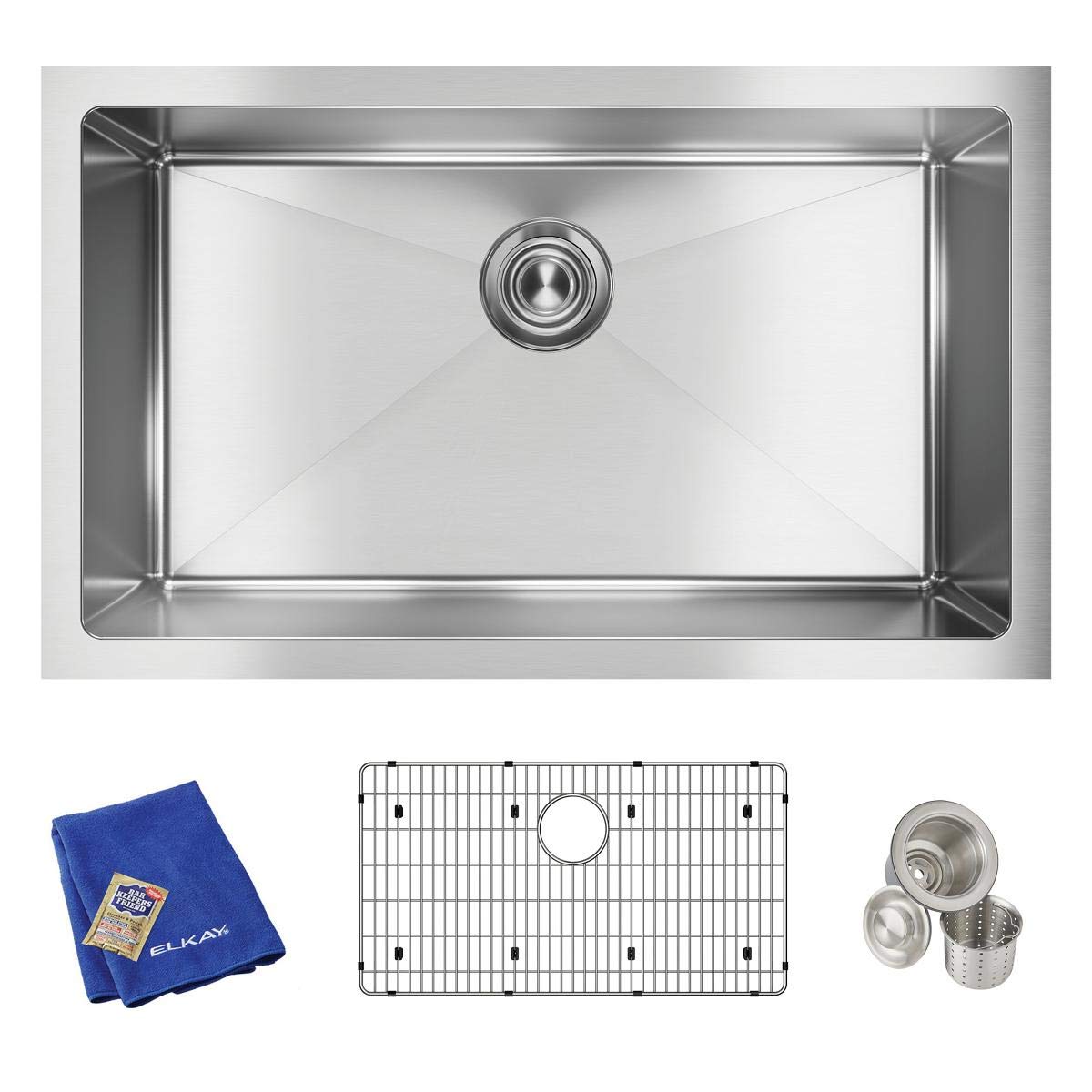 Elkay Crosstown 16 Gauge Stainless Steel  30-1/2'' x 18-1/2'' x 10'' Single Bowl Undermount Sink Kit