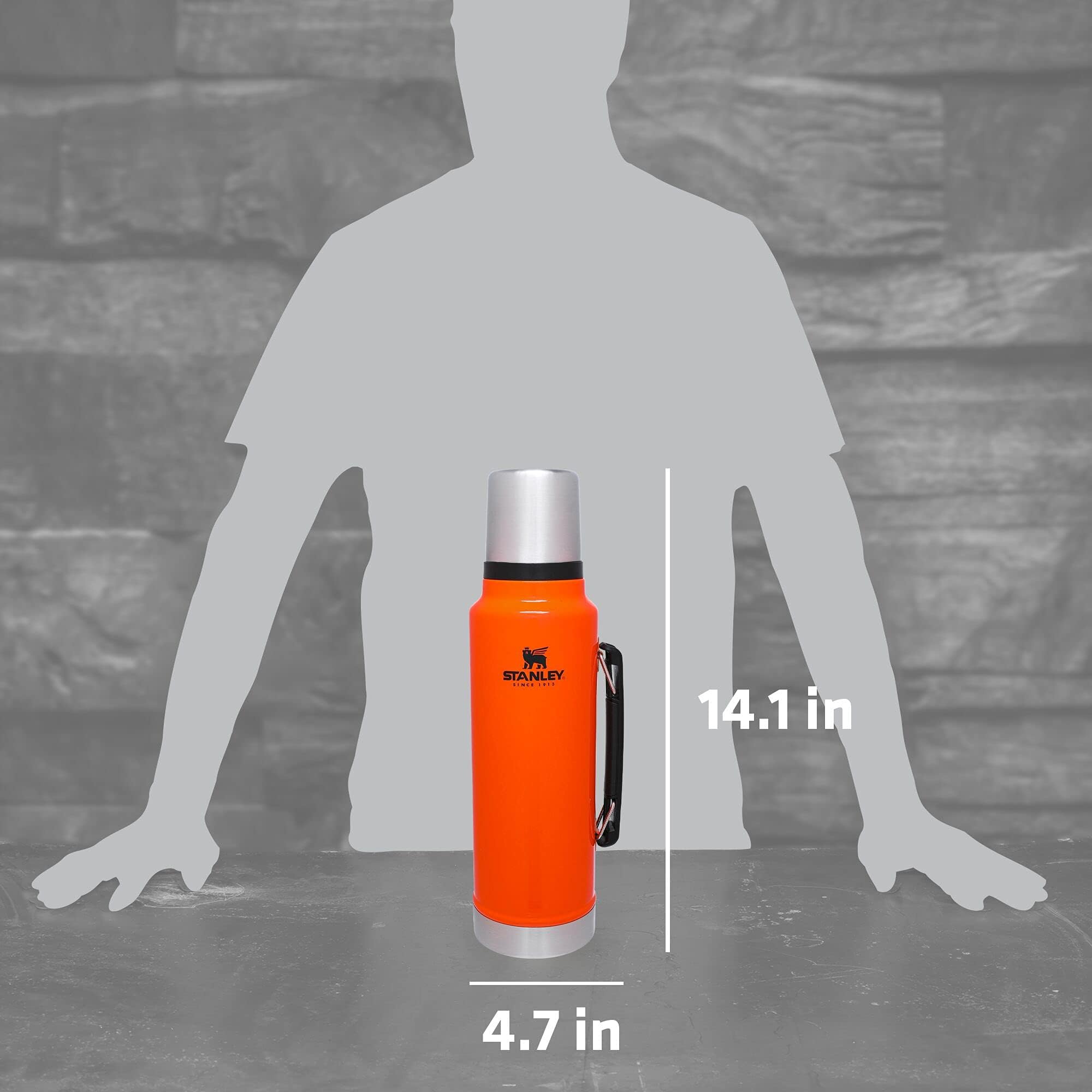 Stanley Classic Vacuum Insulated Wide Mouth Bottle - Blaze Orange - Bpa-Free 18/8 Stainless Steel Thermos For Cold & Hot Beverag