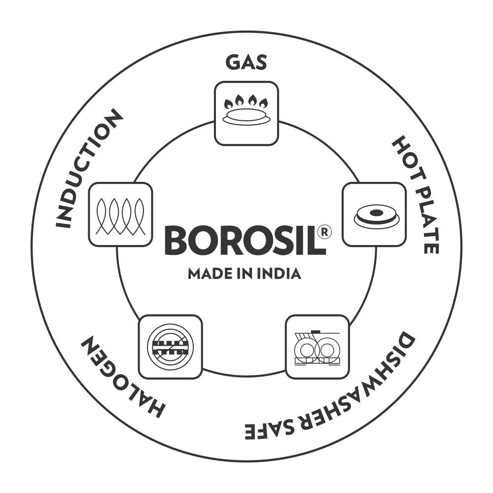 Borosil - Cffk24Ss12 Stainless Steel Flat Kadhai With Lid, Impact Bonded Tri-Ply Bottom, 2.8 L, Silver