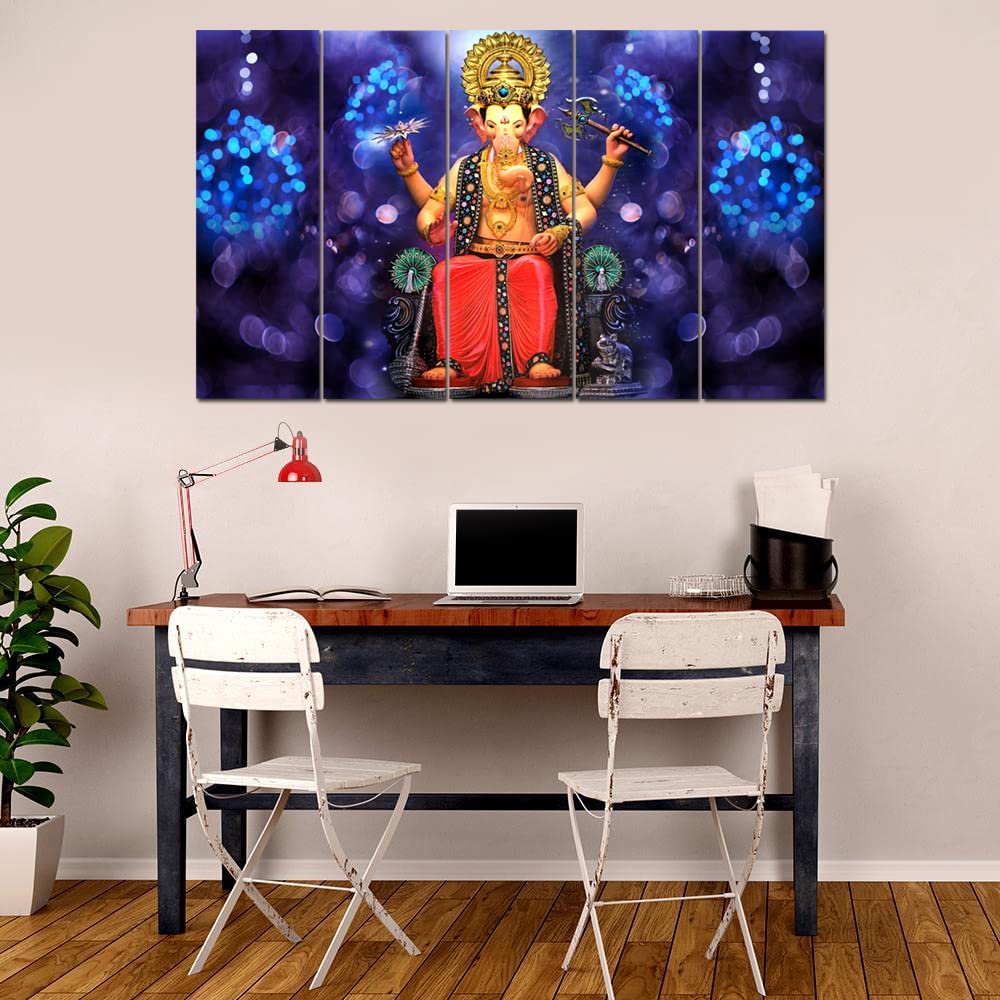 Maxstone Ganesh ji Multiple Frame Wall Painting (50 x 30 Inch, Vynl) For living Room, Bedroom, Drawing Room, Home, Office Decor