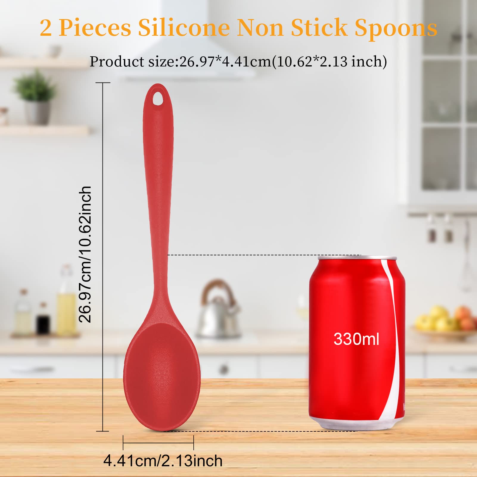 2 Pcs Silicone Nonstick Mixing Spoon, Silicone Spoons For Cooking Heat Resistant, Cooking Utensil For Kitchen Cooking Baking Sti