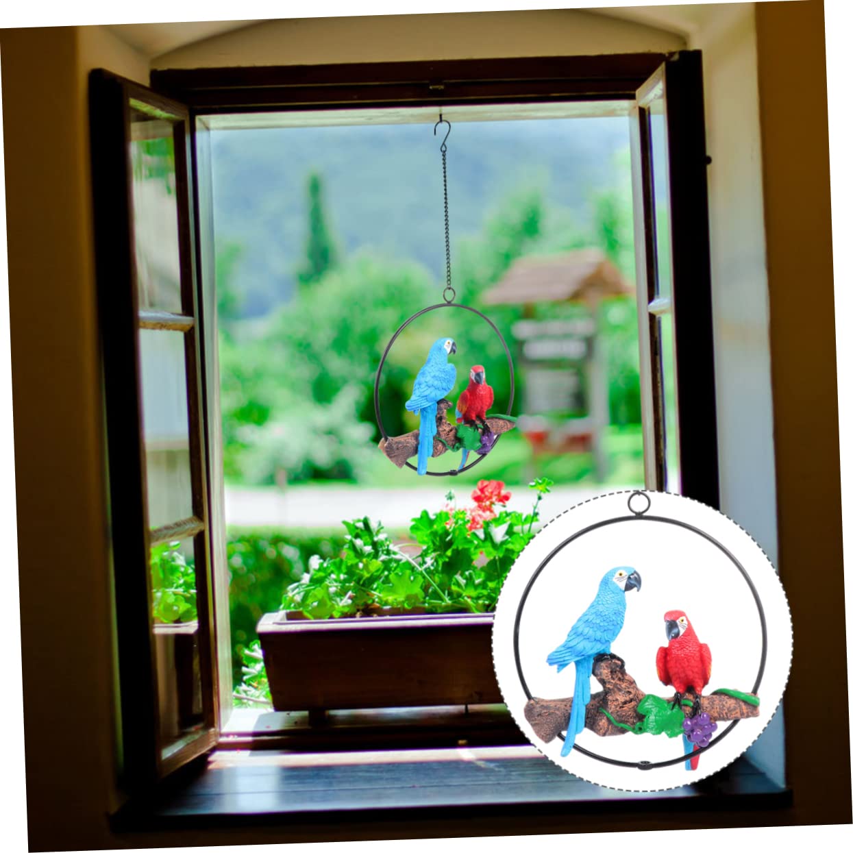 DOITOOL Parrot Pendant Bird Decor Resin Craft Wall Ornament Bird Ornament for Home Random Style