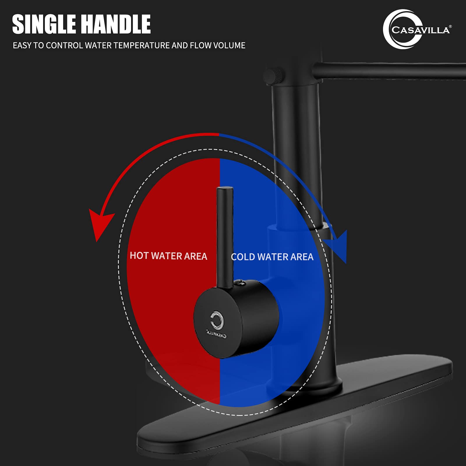 Casavilla Kitchen Faucet Set  Black Kitchen Sink Faucets with Pull Down Sprayer and Soap Dispenser  Single Handle Stainless Steel Faucets for Kitchen Sinks  Farmhouse Kitchen Faucets with Deck Plate