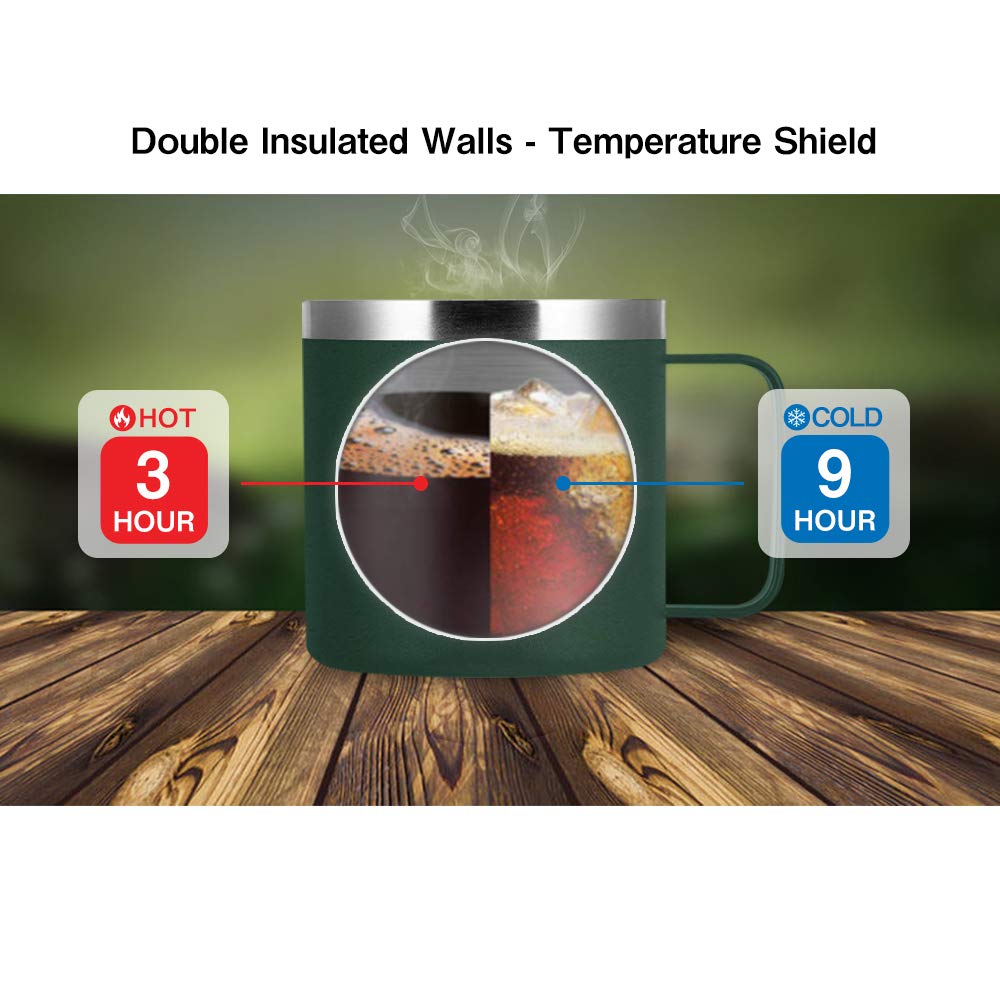 Spotondeals 16 Oz Coffee Travel Mug Cup Stainless Steel Insulated Tumbler Handle Splash Proof Lid Straw Opening Double Wall Vacu