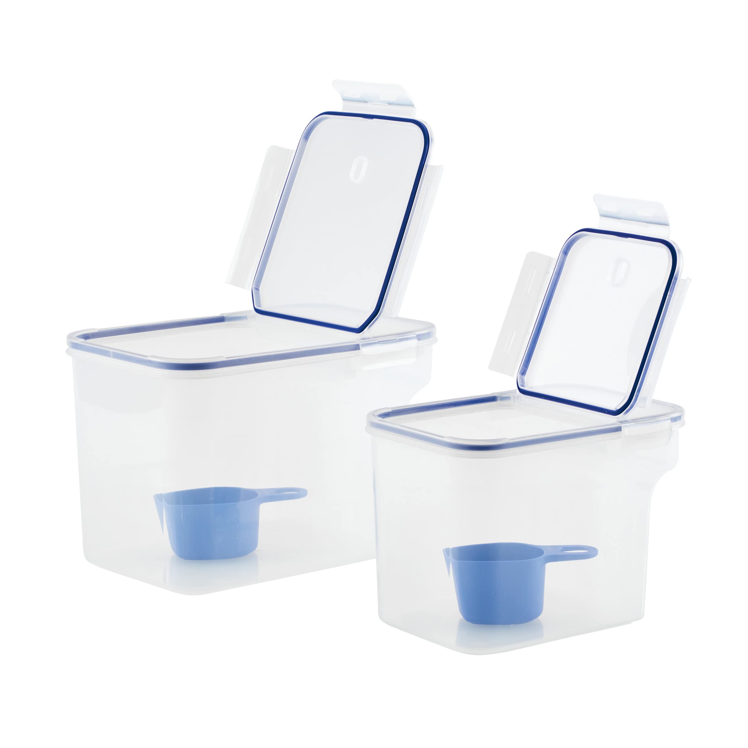 Locknlock Easy Essentials Container And Scoop Food Storage Bin Set, Bpa-Free/Dishwasher Safe, 4 Piece, Clear