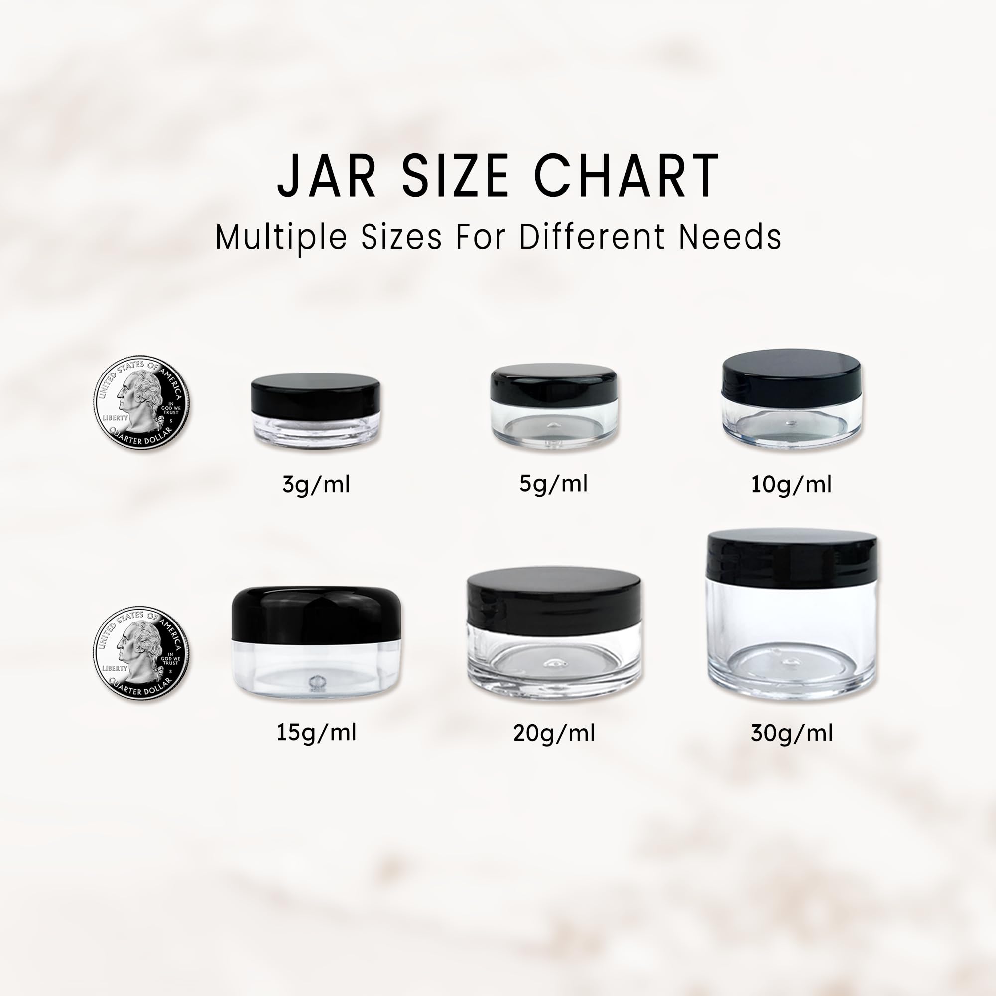 (Quantity: 200 Pieces) Beauticom 5G/5ML Round Clear Jars with Screw Cap Lid BPA Free