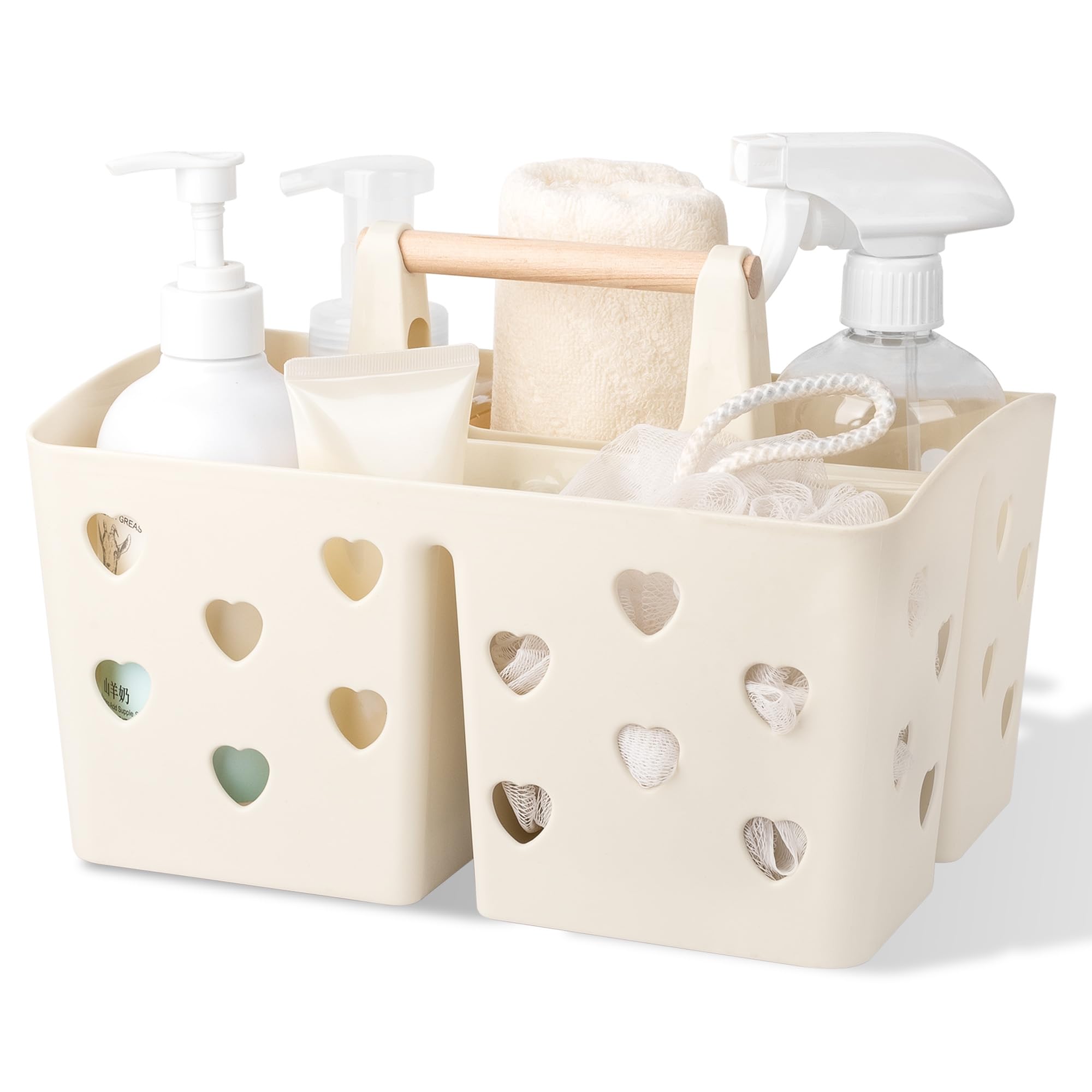 Anyoifax Portable Shower Caddy Plastic Shower Basket Organizer Divided Bathroom Caddy Storage Cleanning Caddy Tote with Handle f