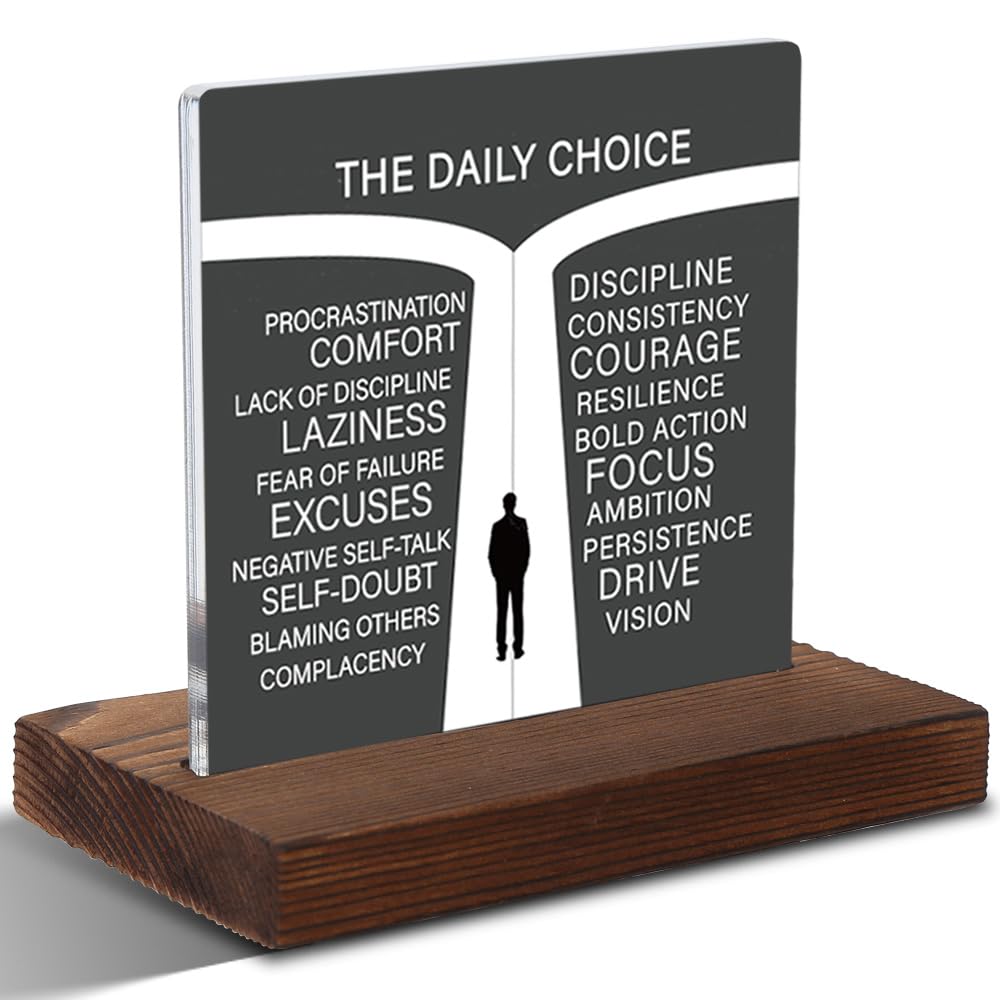 The Daily Choice Motivational Wall Art - Discipline vs Excuses Inspirational Poster for Office, Gym, or Study Space, 4x4 Inch Da