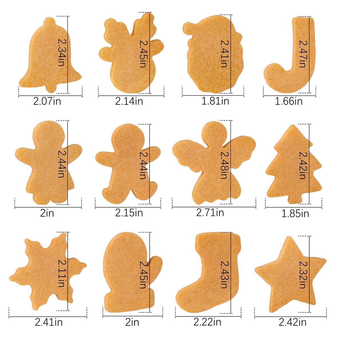 Christmas Cookie Cutters Set, 12 Pieces Stainless Steel Metal Christmas Cookie Cutters Shapes - Gingerbread Men,Christmas Tree,S