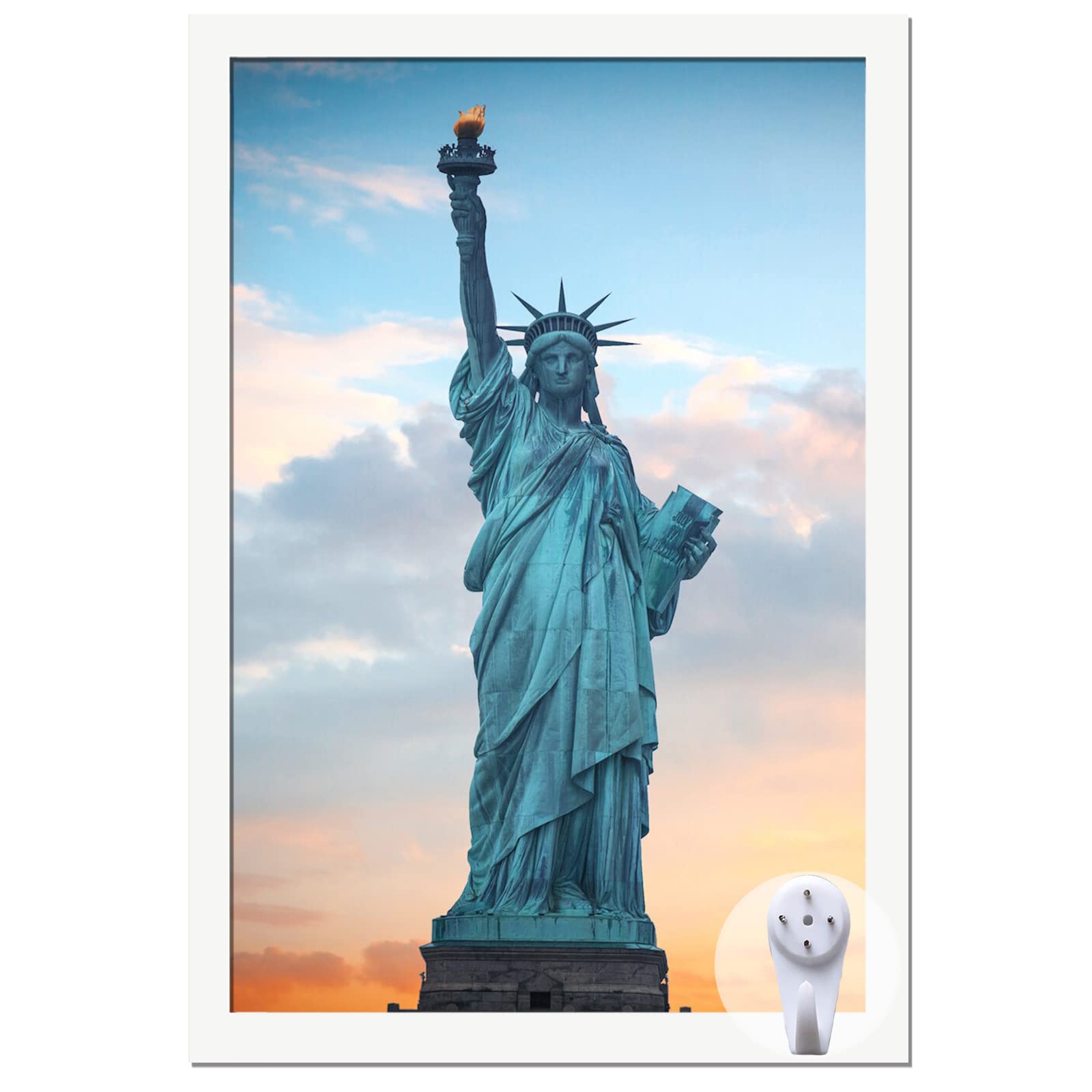 OMAIGAR 16x24 Picture Frame for 16by24 Poster Photo Canvas Certificate White High Transparent Photo Frame Wall Desktop Horizonta