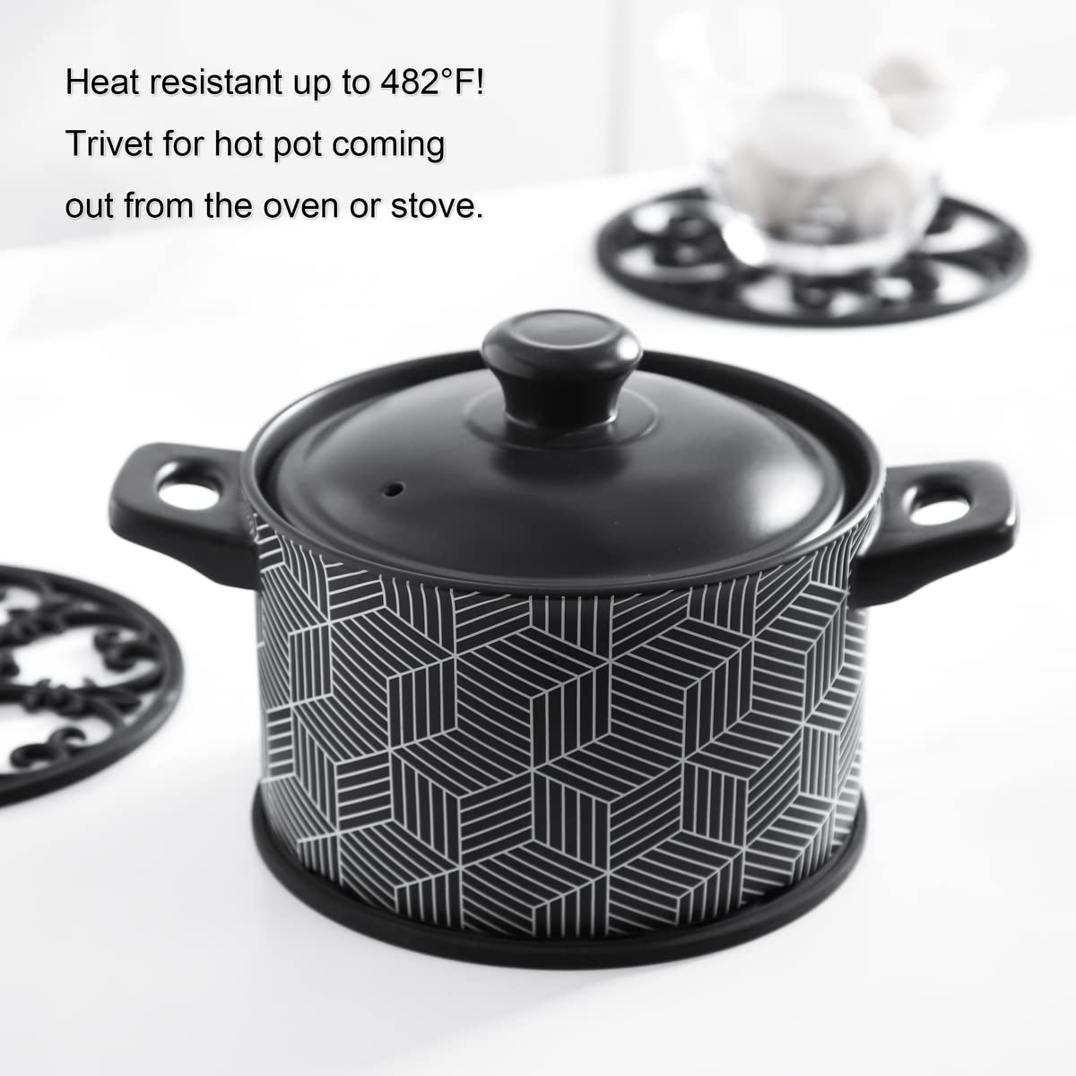 Silicone Trivet Mat - Hot Pot Holder Hot Pads For Table & Countertop - Teapot Trivet Kitchen Trivets - Non-Slip & Heat Resistant