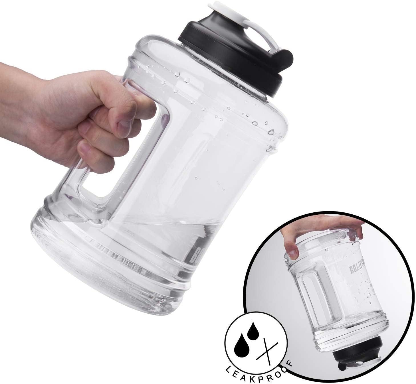 VENNERLI Half Gallon Water Jug 2 Liters Large Sports Water Bottle with Handle Reusable BPA-Free 64 OZ Plastic Gallon Water Jug Wide Mouth for Home Drinking Outdoor Gym Hiking Fitness