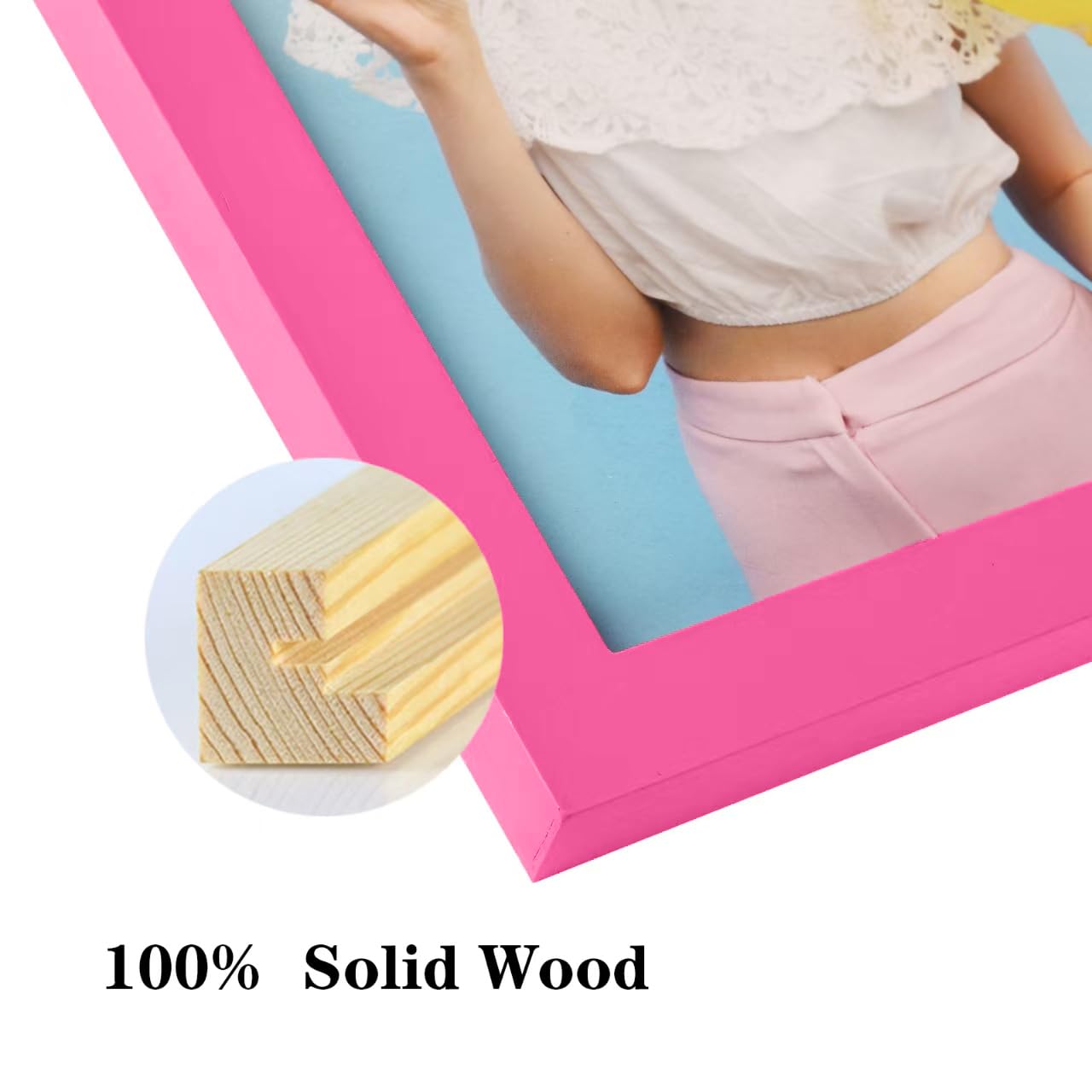 wyooxoo 8x10 Picture Frames Set of 4 Pink Made of Solid Wood Photo Frames Colorful Frame with HD Plexiglass, Wall or Tabletop Di