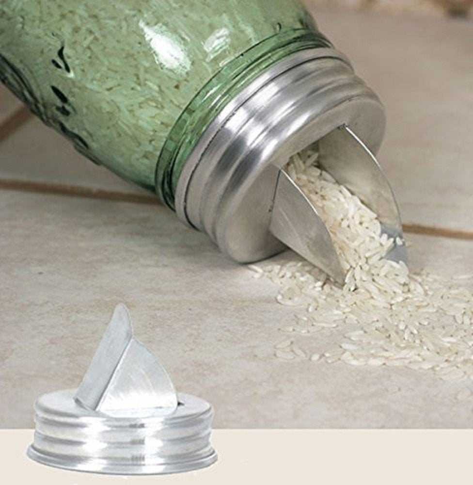 Ctw Mason Jar Grain Dispenser Lid Kitchen Supplies, 2 3/4 Diameter 1 14/ Tall, Brushed Aluminum