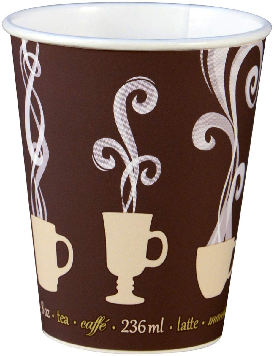 Dart ThermoGuard Paper Cups, Double-Wall, Steam, 8oz, 1000ct