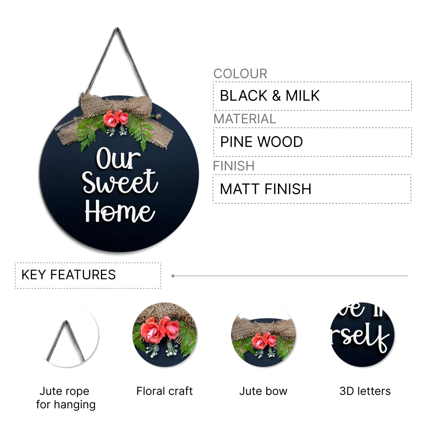 Chalk My Theme Home Sweet Home Decor Wall Hanging Wooden Wall Art For Home Decoration And Gift